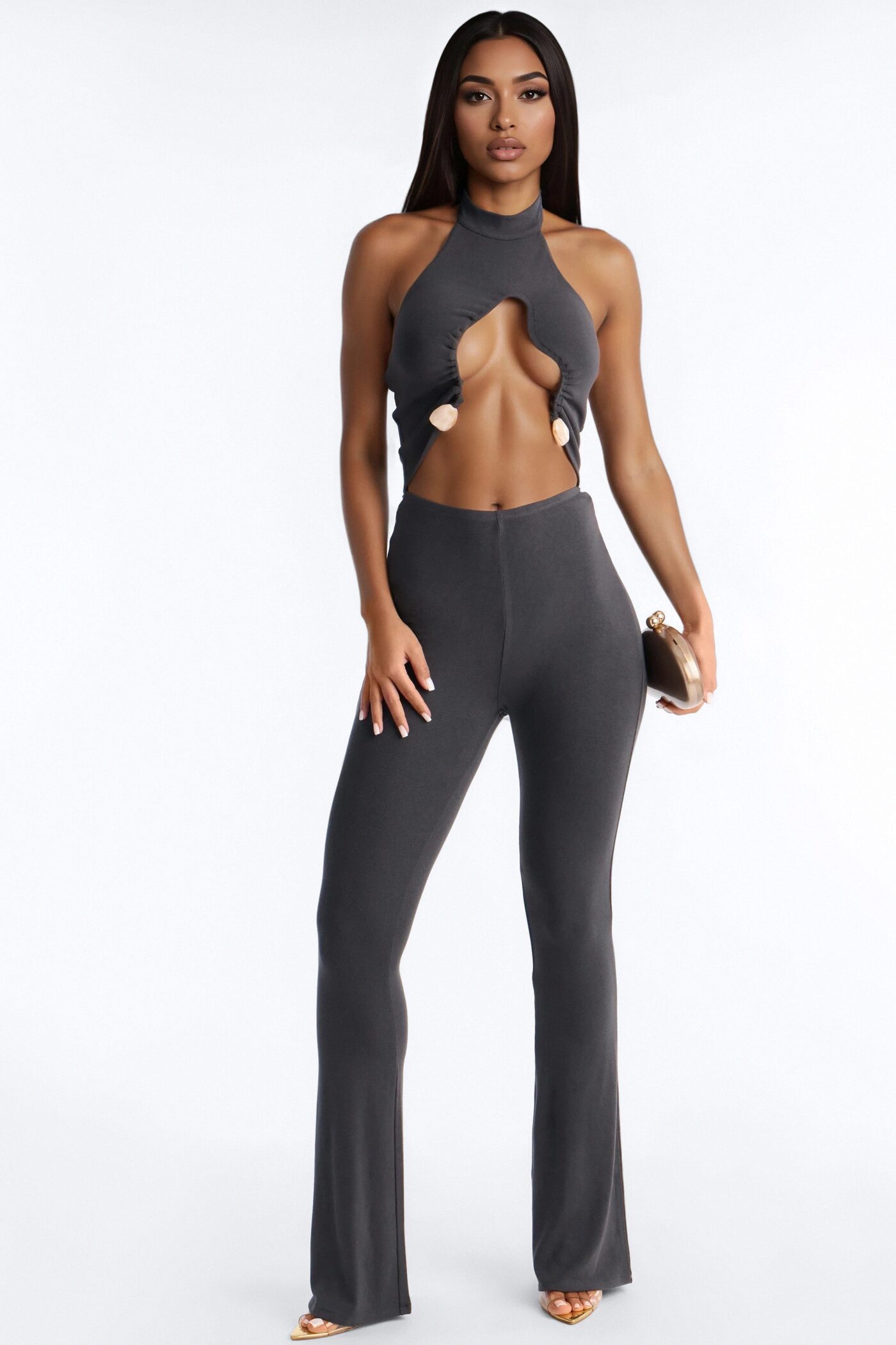 Too Hot To Handle Jumpsuit - Charcoal