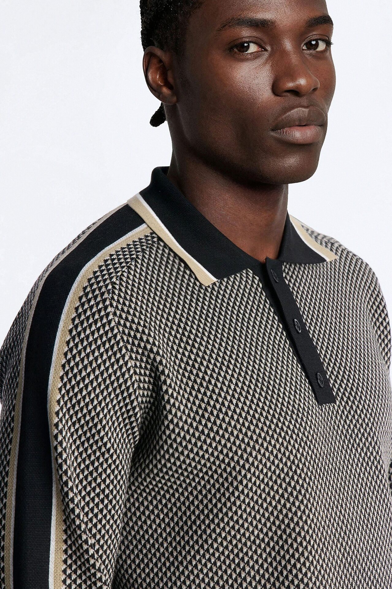 Ashford Knitted Long Sleeve Polo - Black