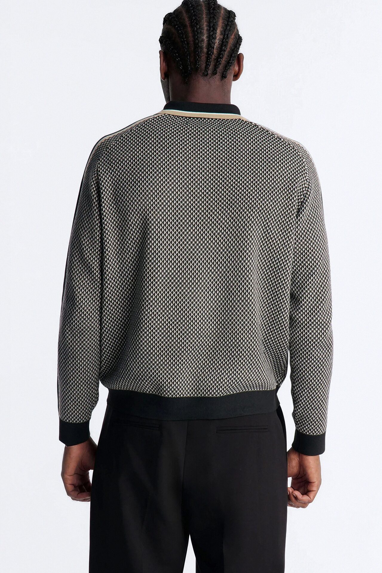Ashford Knitted Long Sleeve Polo - Black