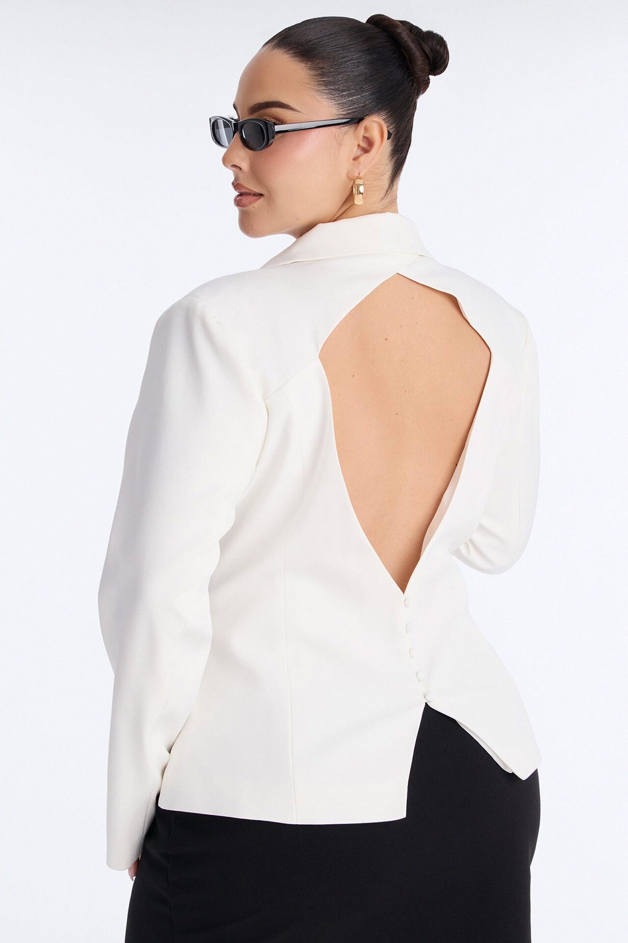 She Means Business Shoulder Pads Twill Top - White