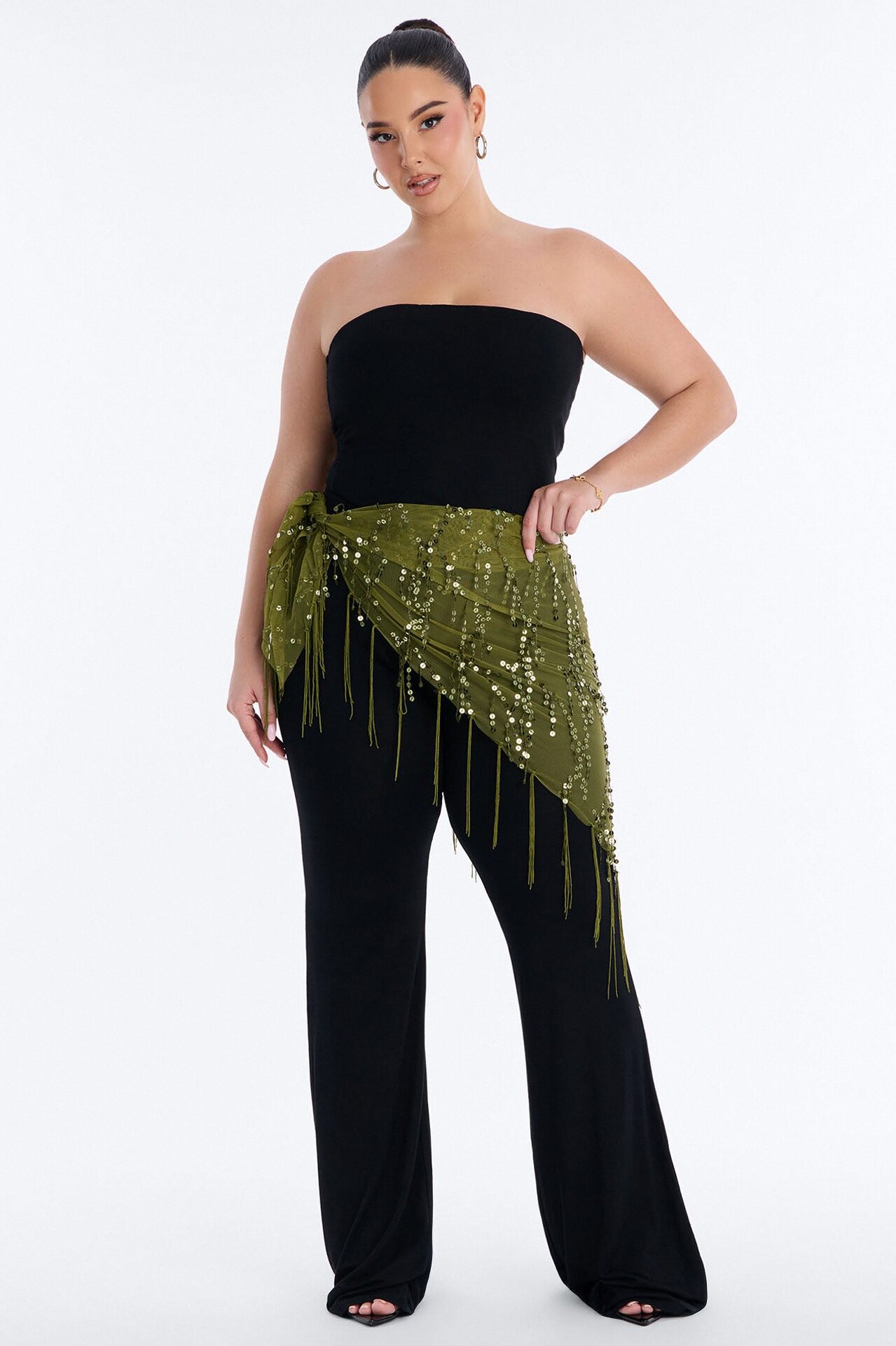 Avery Embellished 3 Piece Pant Set - Black