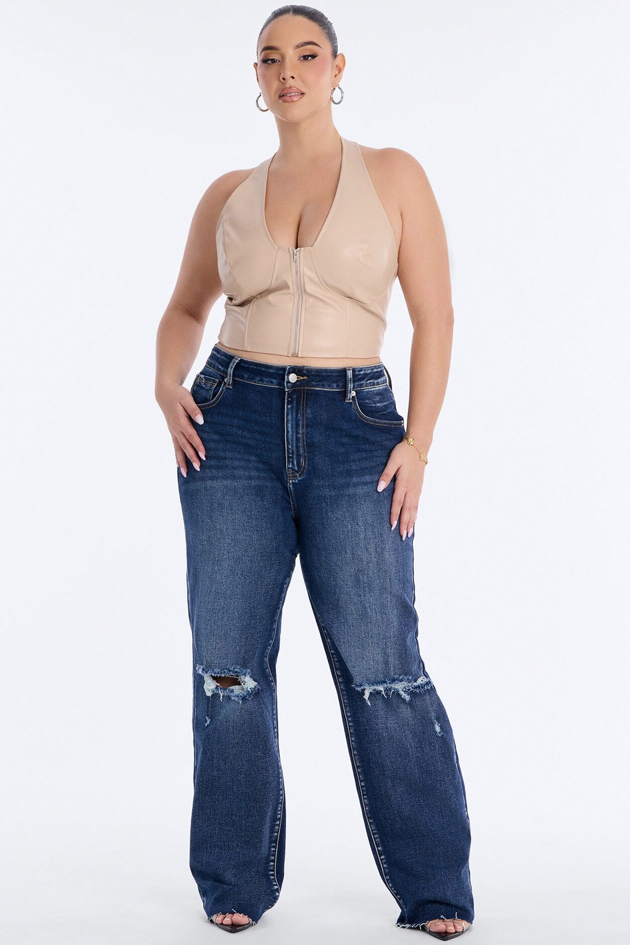 Meadow Lane Stretch Straight Leg Jeans - Medium Wash
