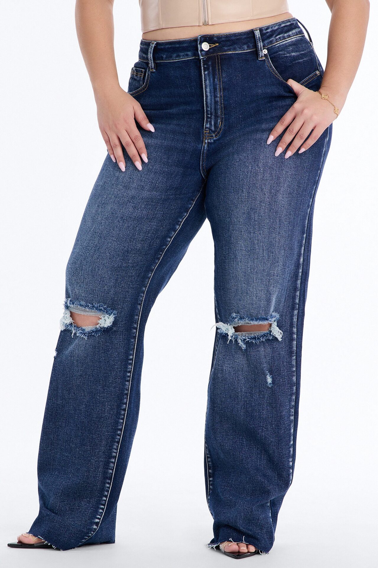 Meadow Lane Stretch Straight Leg Jeans - Medium Wash