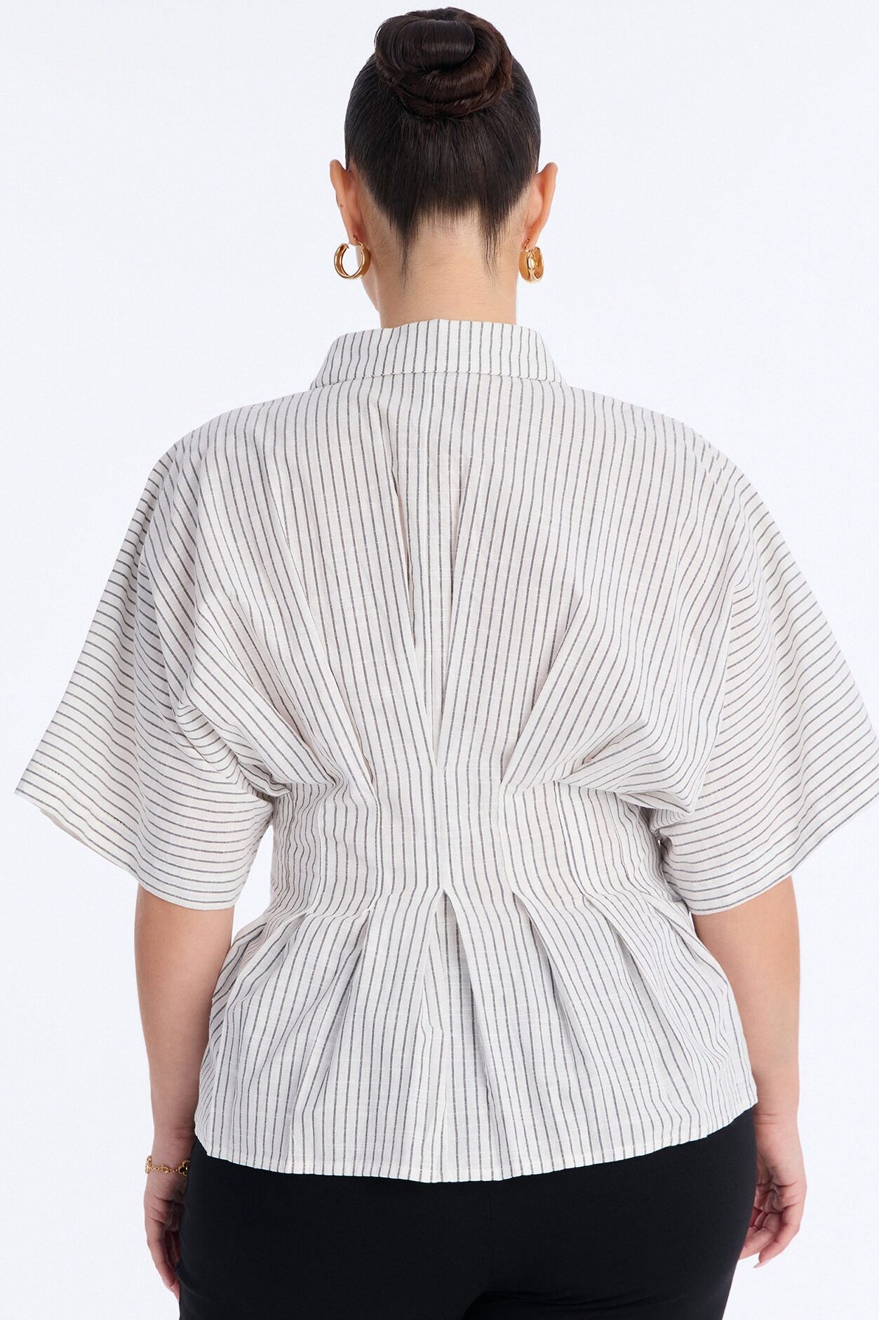 Take It Easy Pleated Stripe Linen Shirt - Cream/combo