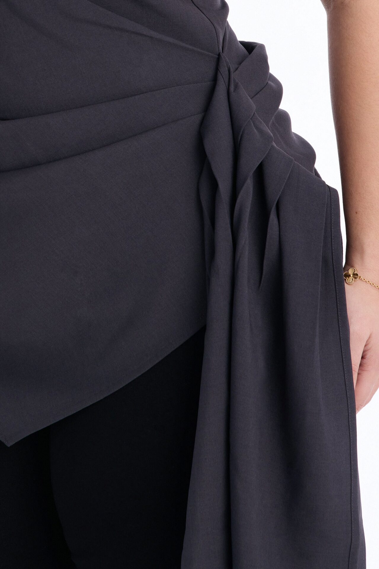 Muse In Motion One Shoulder Draped Top - Charcoal