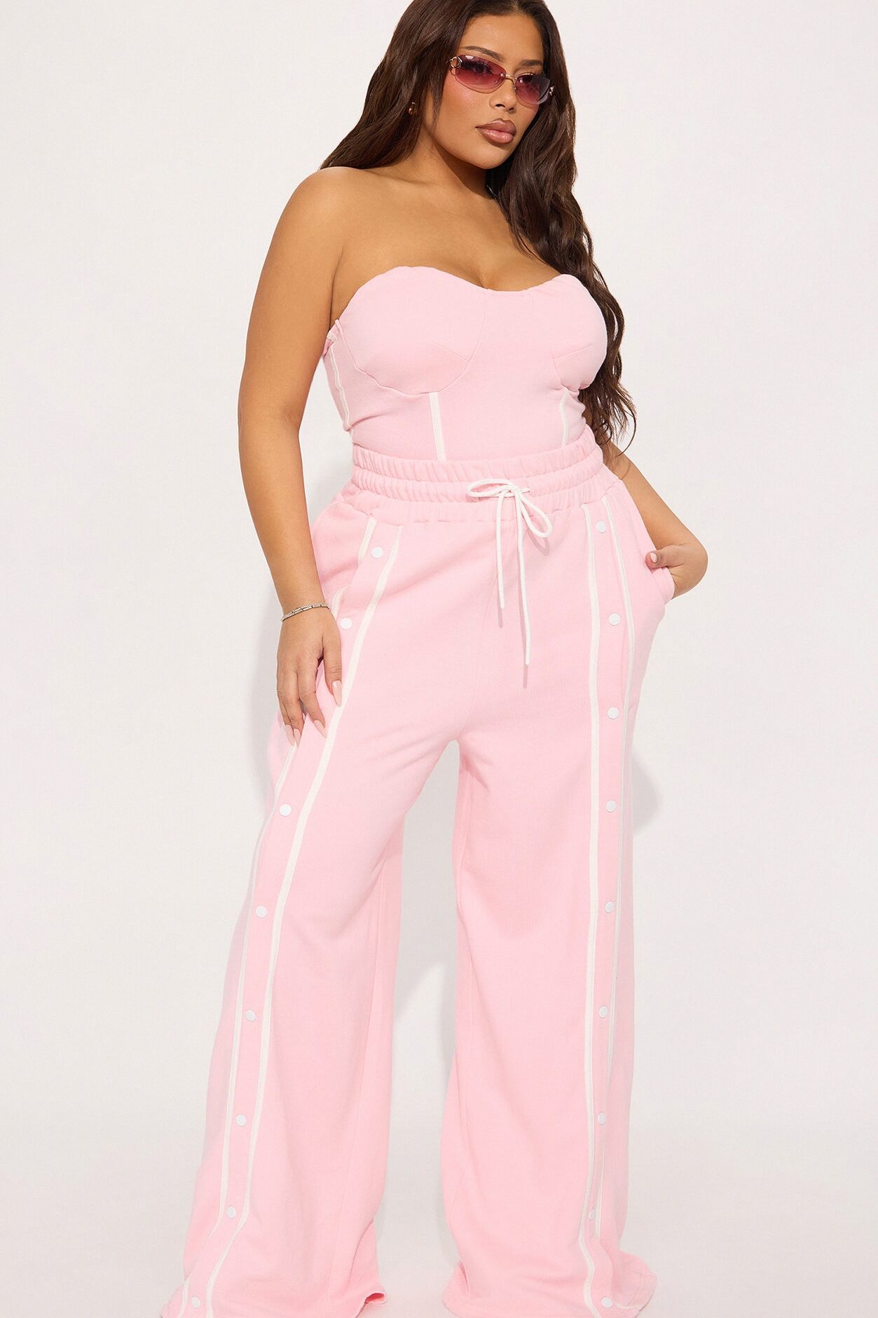 Sara Fleece Track Pant Set - Pink