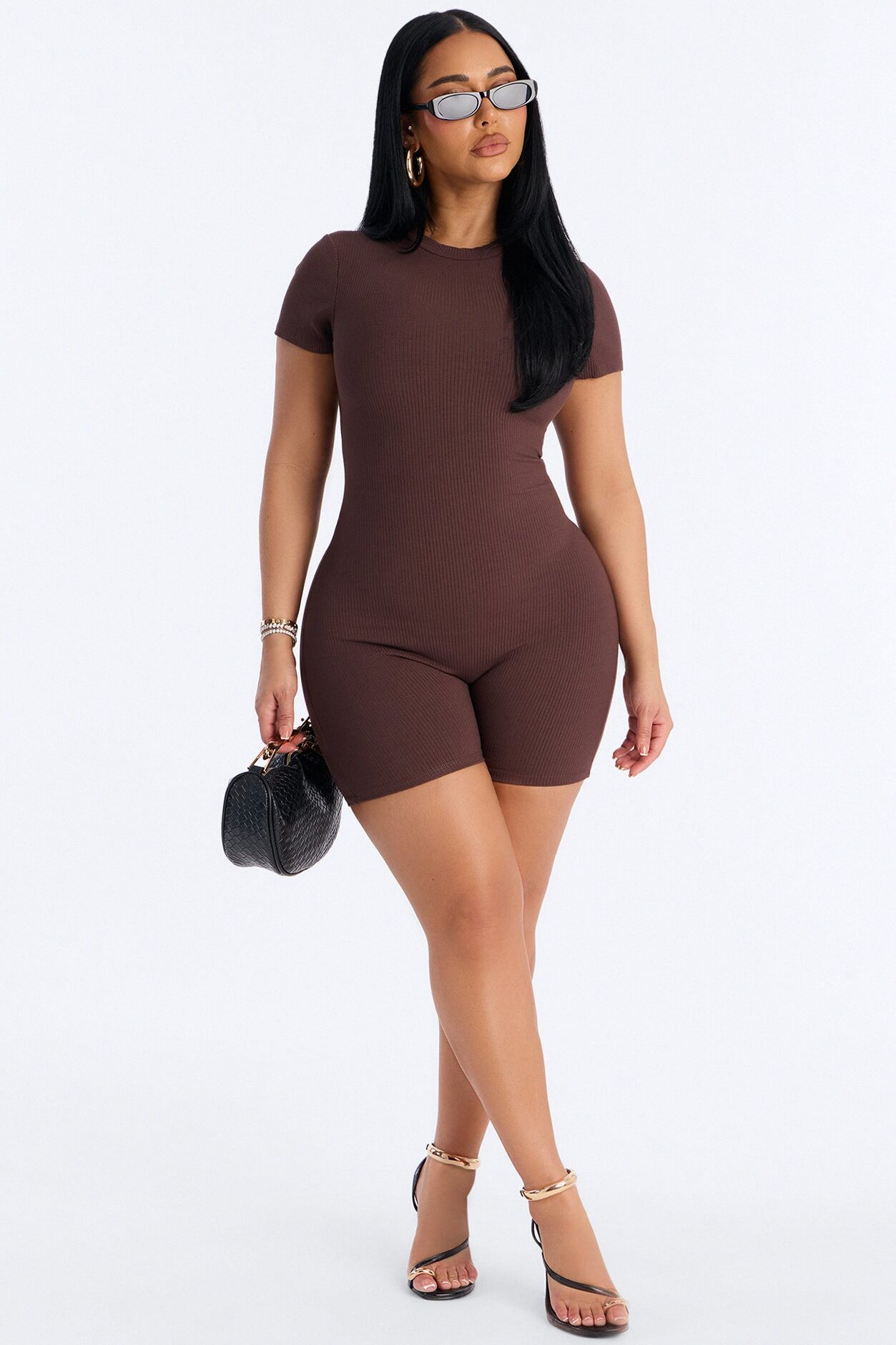 Malia Snatched Romper - Chocolate