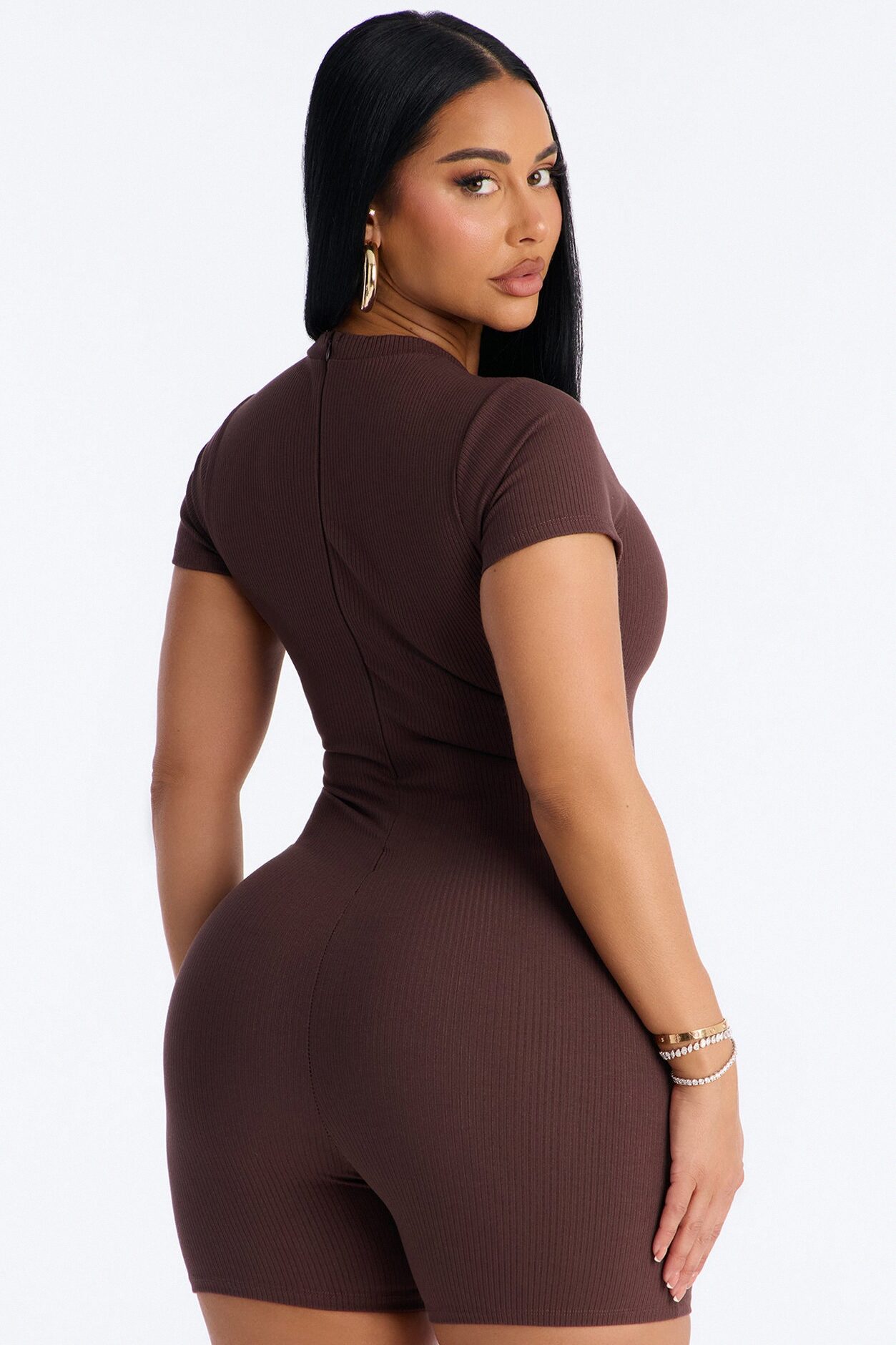 Malia Snatched Romper - Chocolate