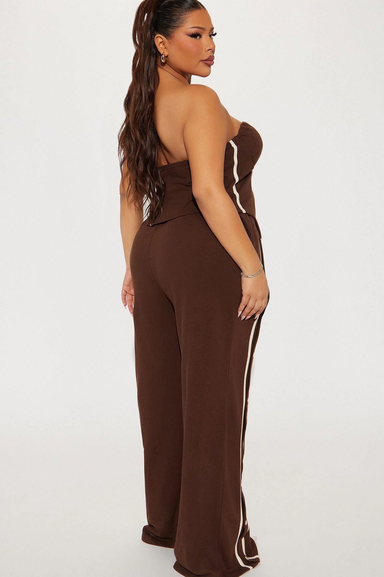Sara Fleece Track Pant Set - Chocolate