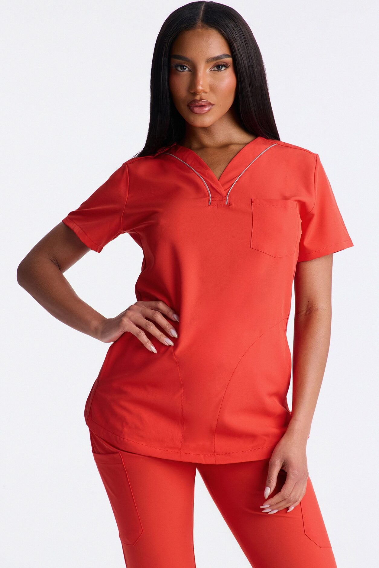 Vitals Only Straight Leg Scrub Set - Fire