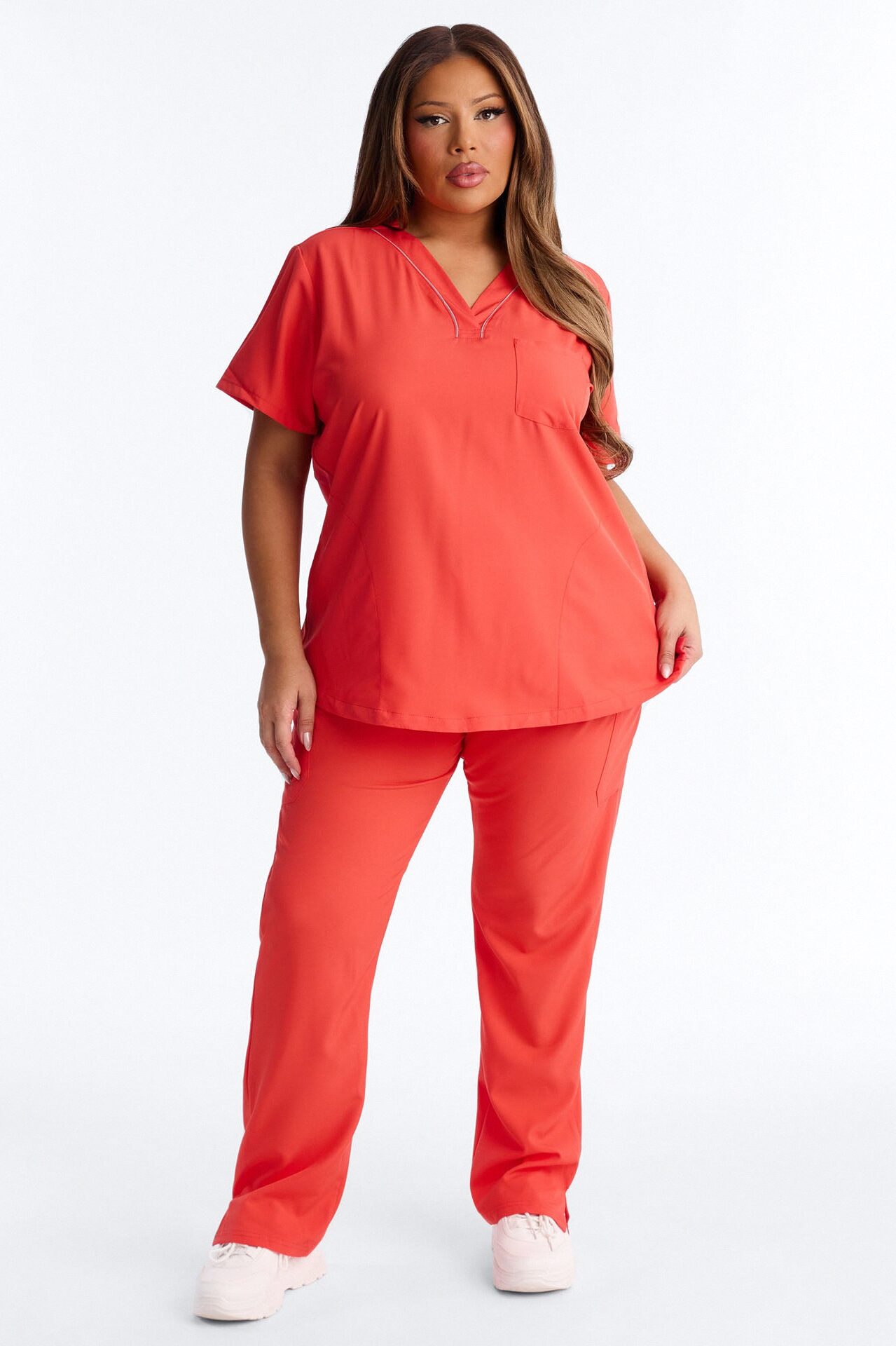 Vitals Only Straight Leg Scrub Set - Fire