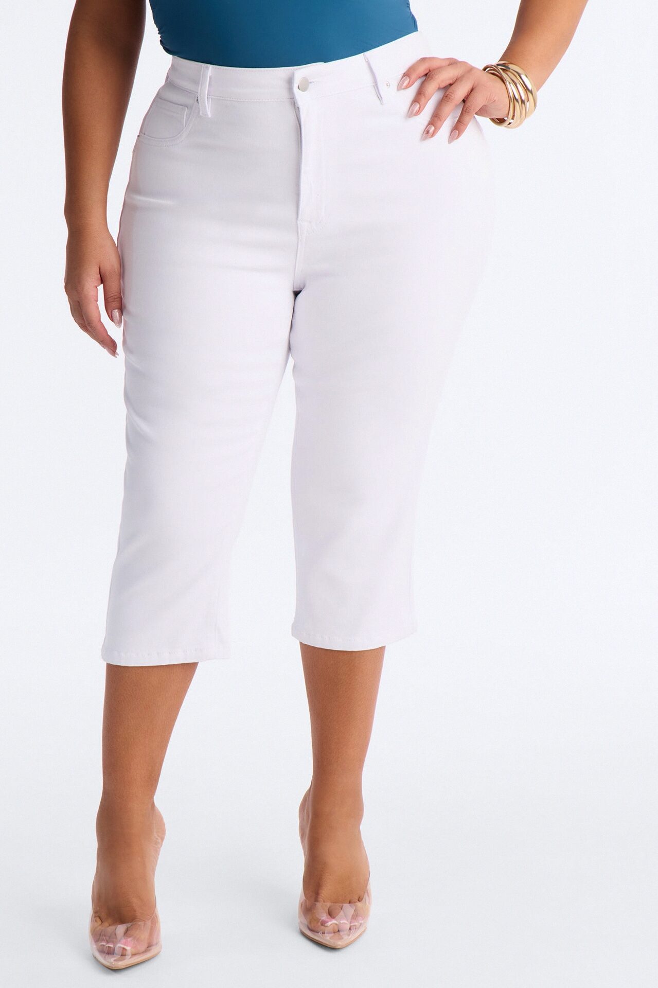 Tulsa Booty Lifting High Rise Stretch Capri Jeans - White