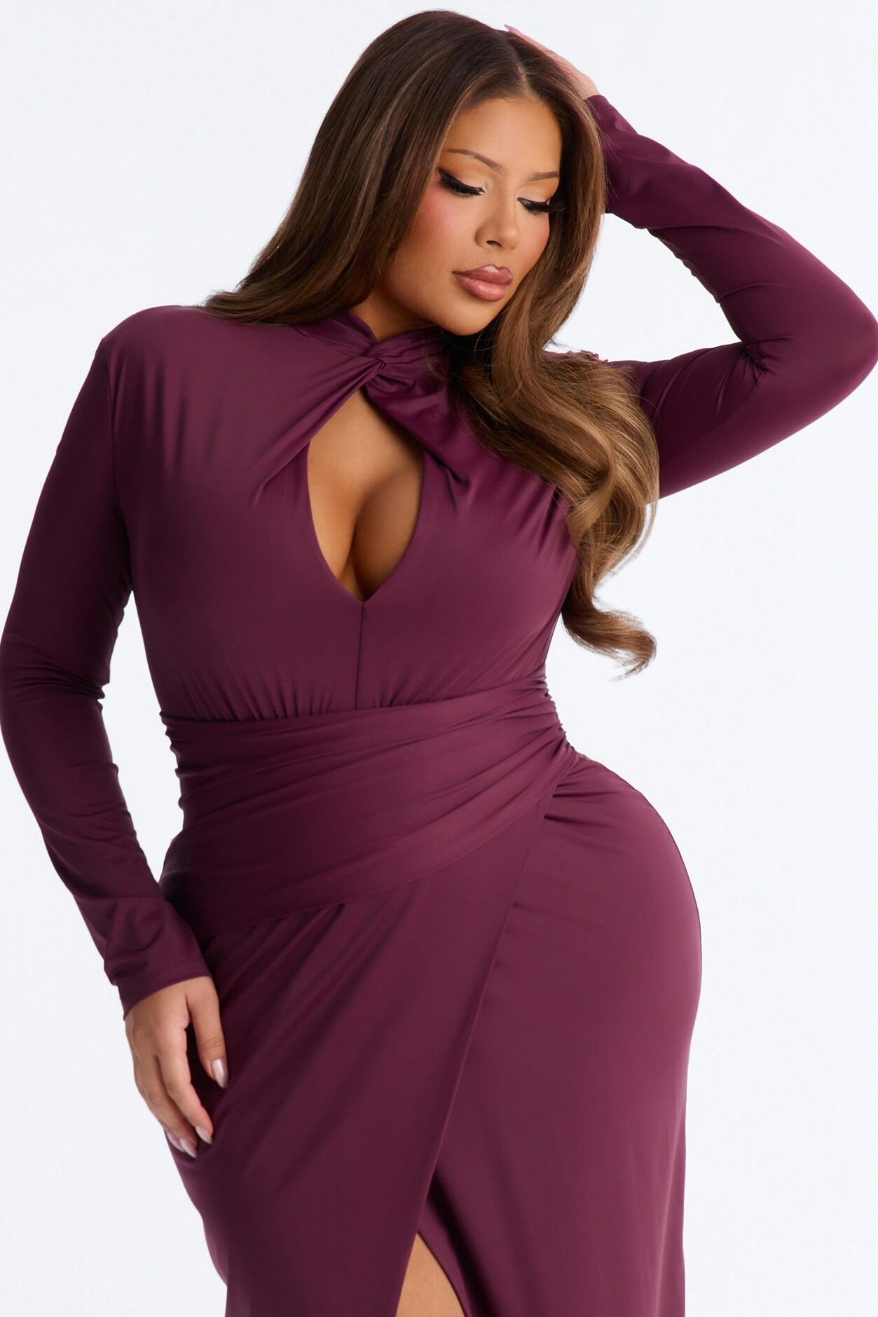Tori Ruched Maxi Dress - Wine