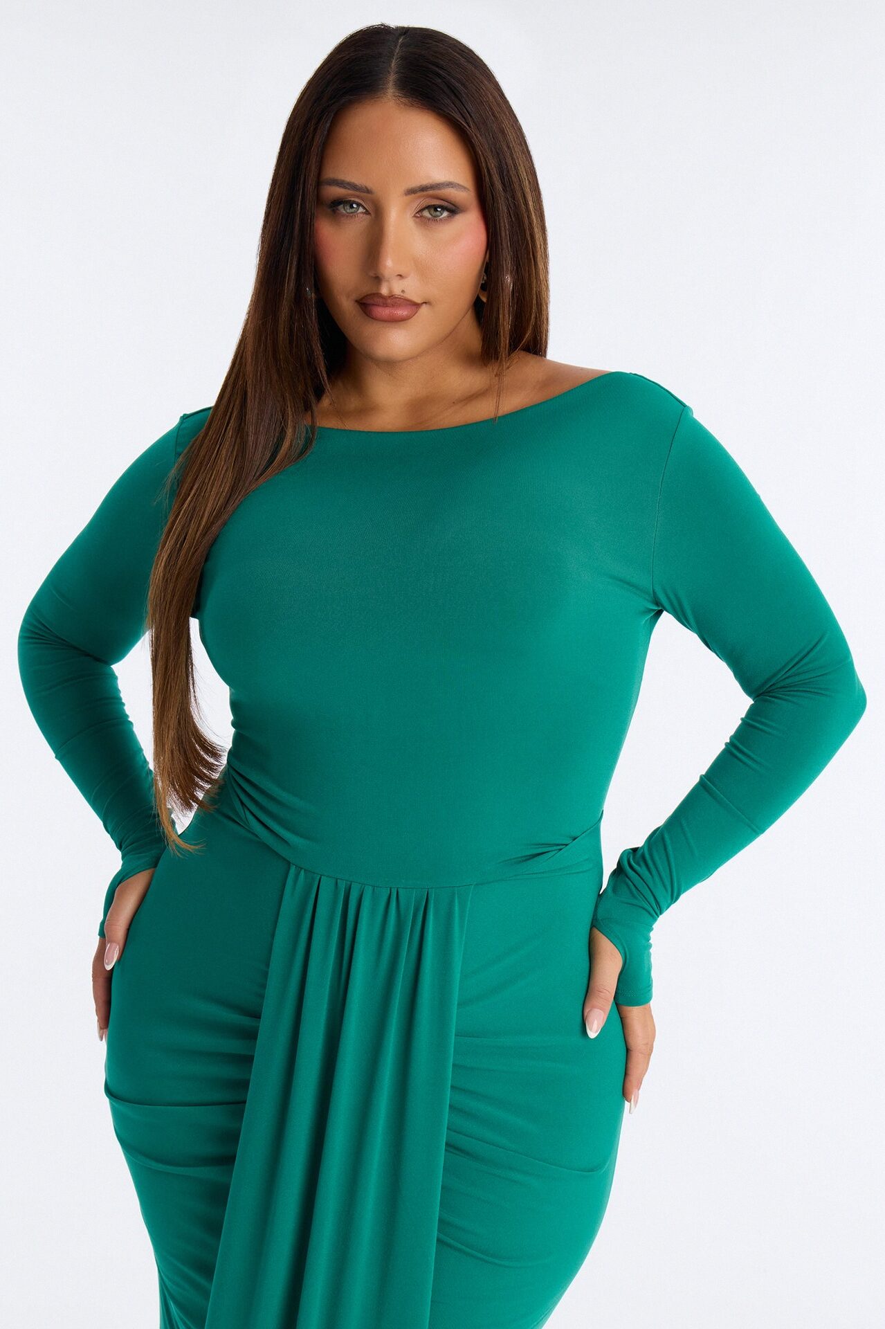 Eloise Boat Neck Maxi Dress - Kelly Green