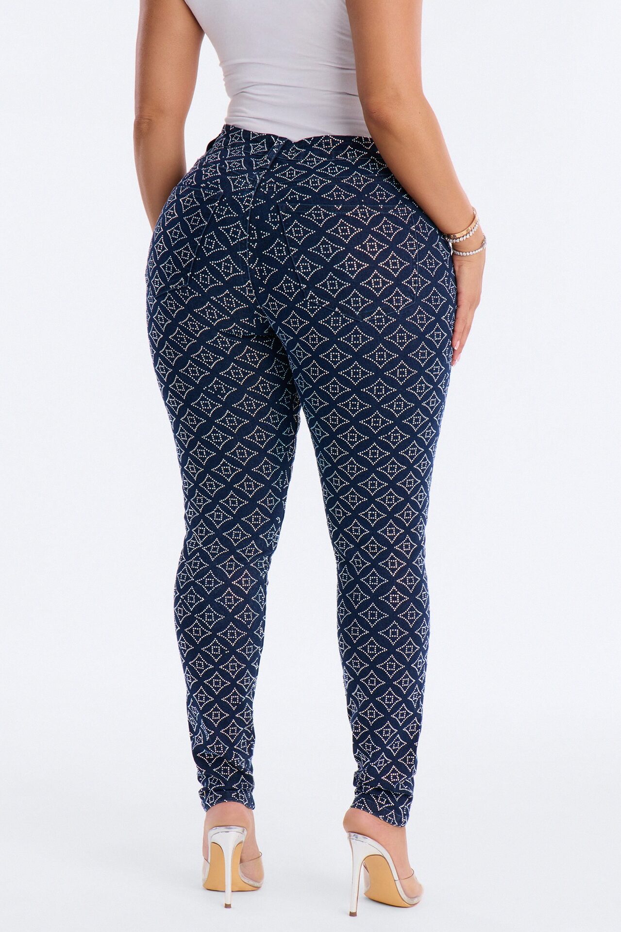 Radiant Energy Embellished Stretch Skinny Jeans - Dark Denim