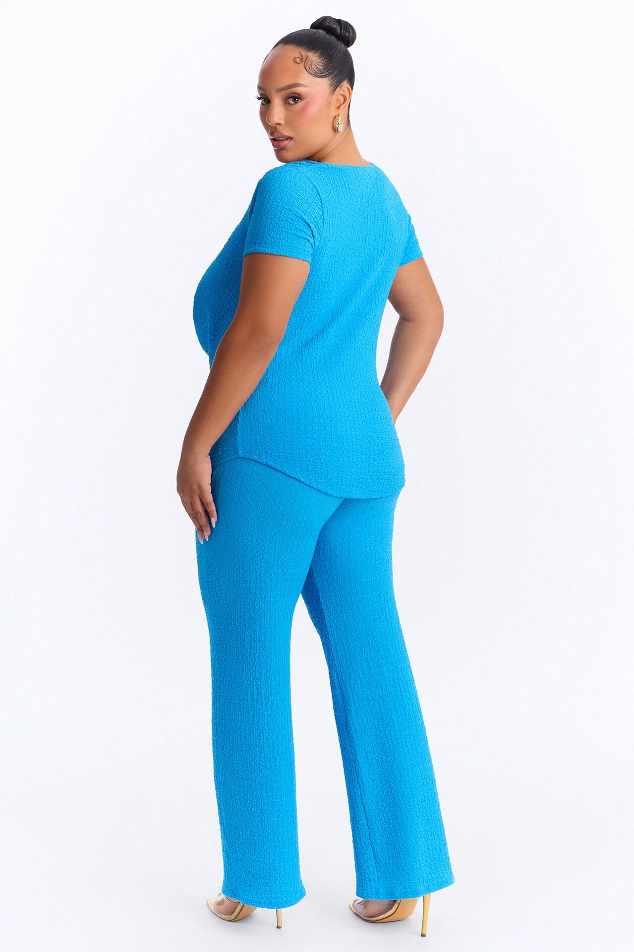 Sandra Textured Pant Set - Blue