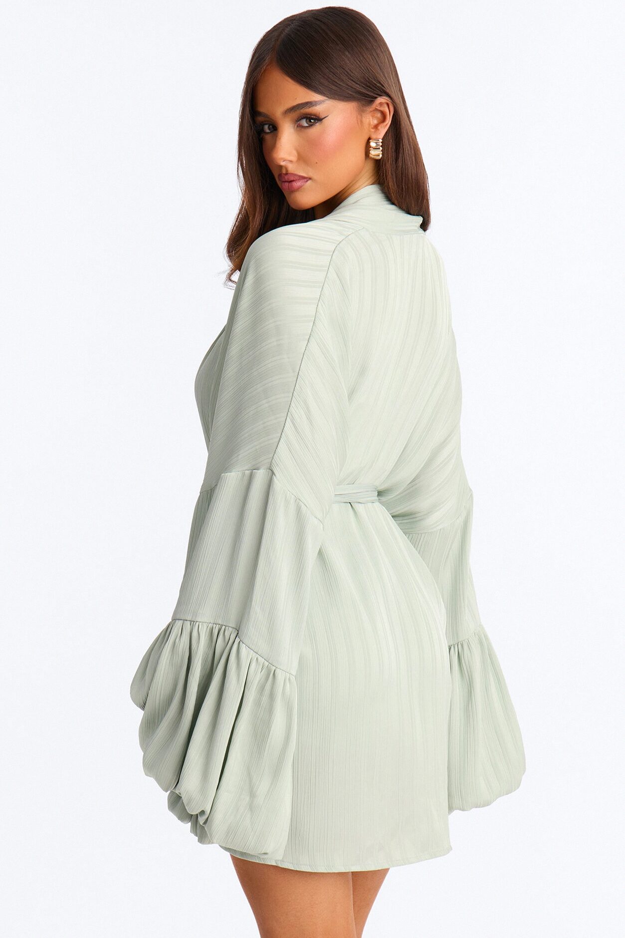 Bailee Satin Short Set - Sage