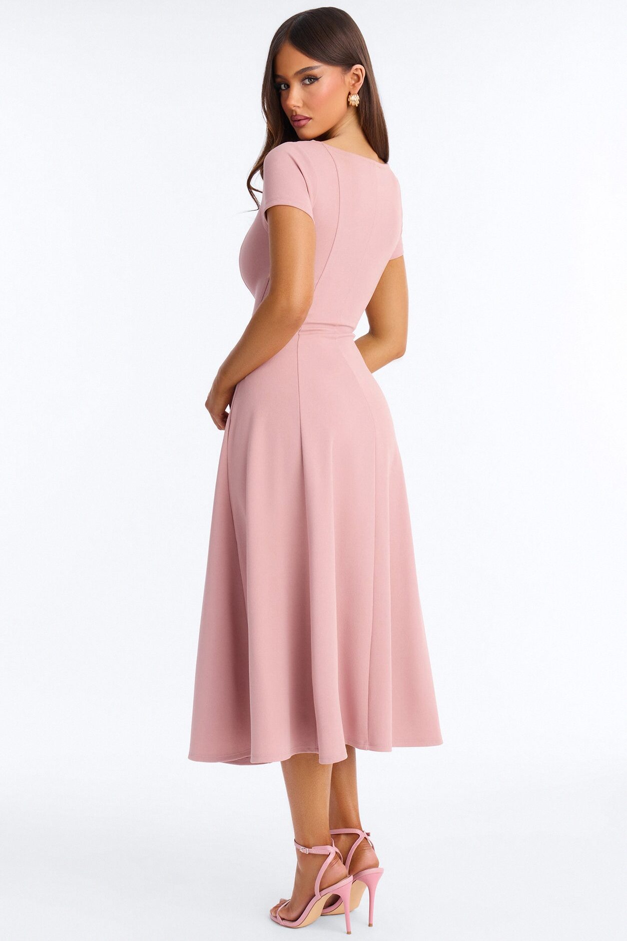 Honor Short Sleeve Midi Dress - Mauve