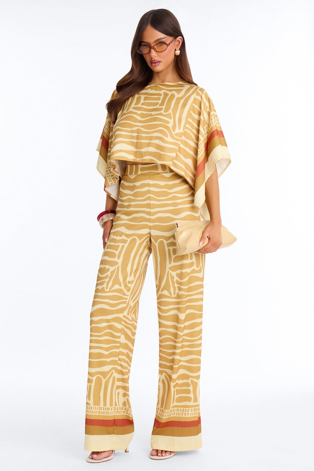 Sahara Sun Satin Pant Set - Gold