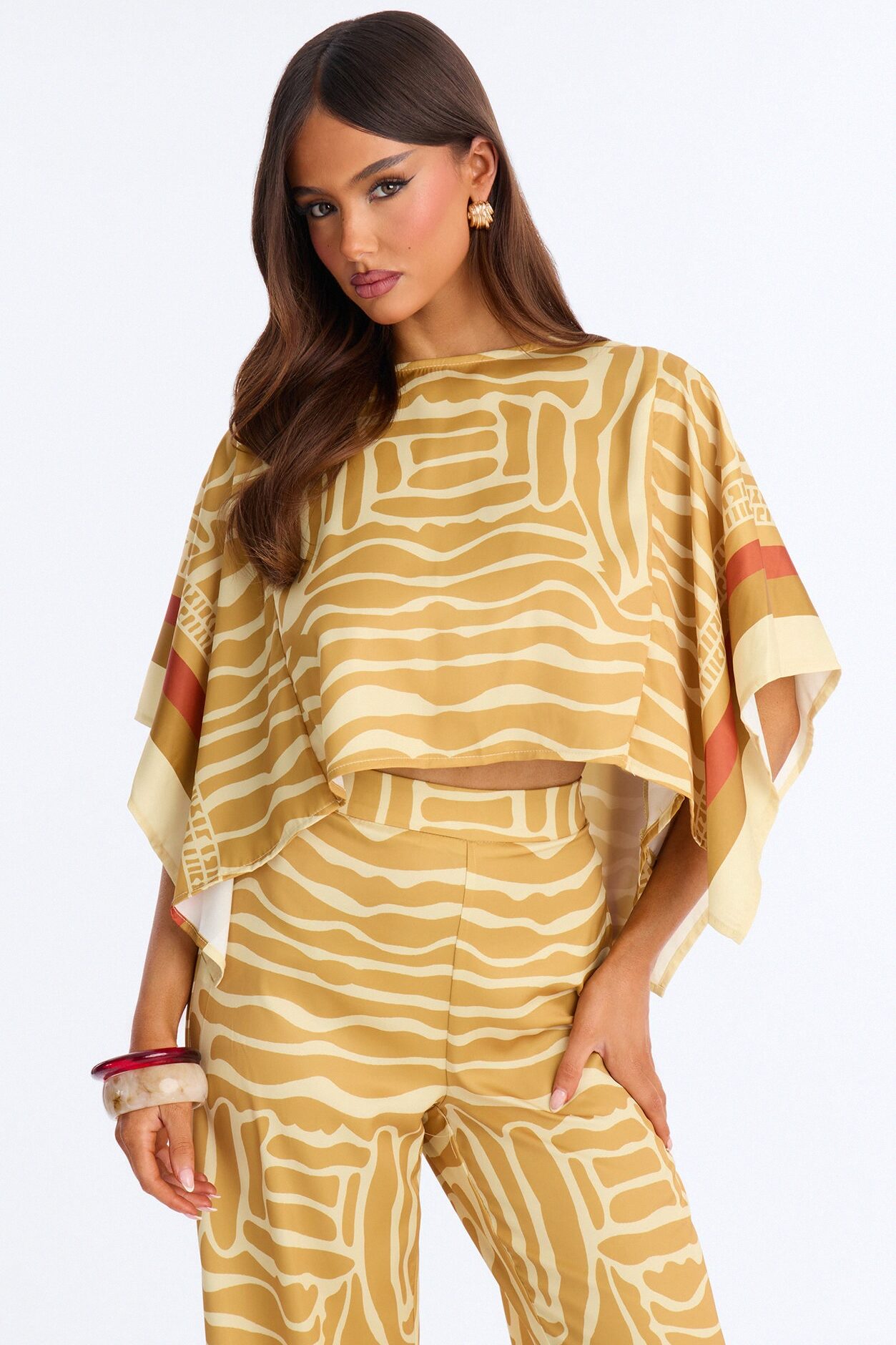 Sahara Sun Satin Pant Set - Gold