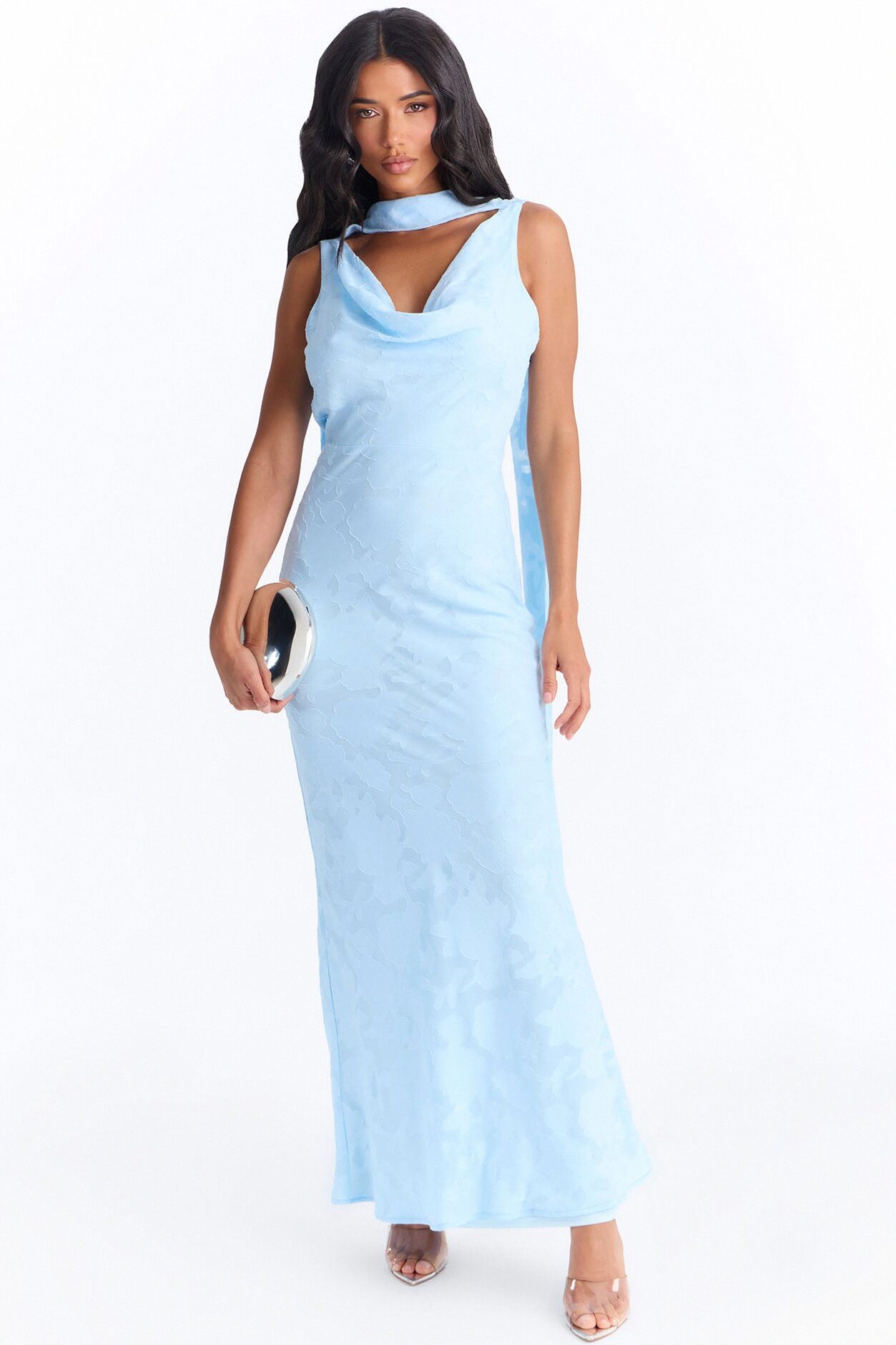 Sugar Rush Floral Chiffon Gown - Light Blue