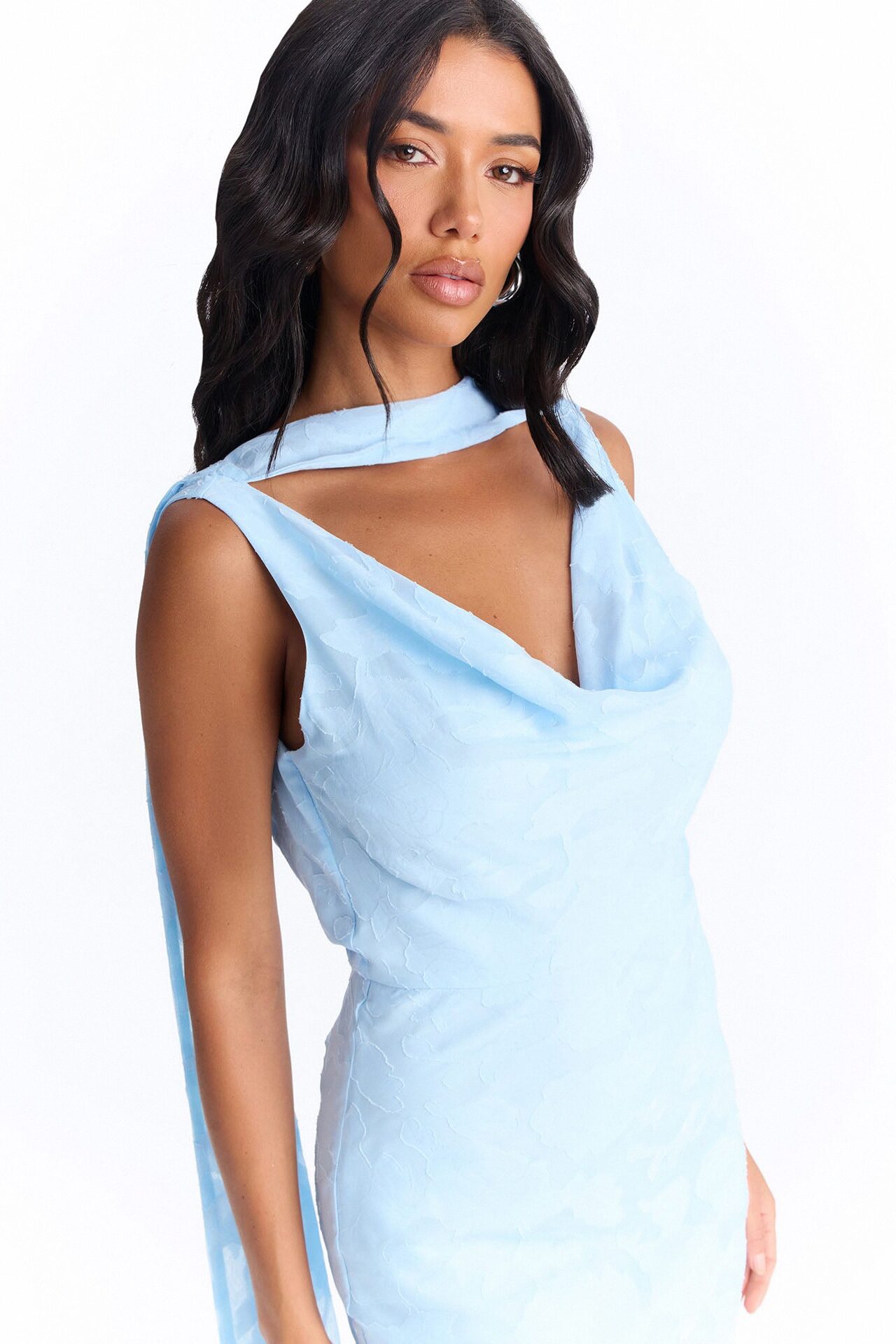 Sugar Rush Floral Chiffon Gown - Light Blue