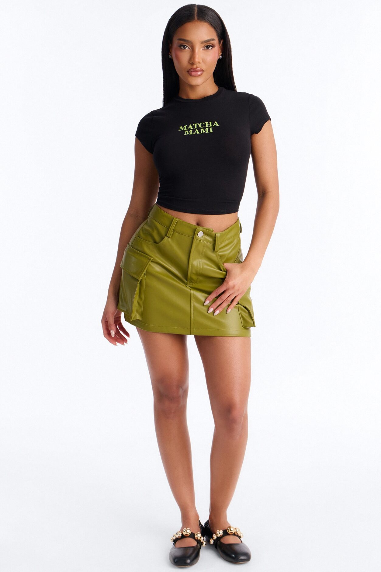 Matcha Babe Baby Tee - Black