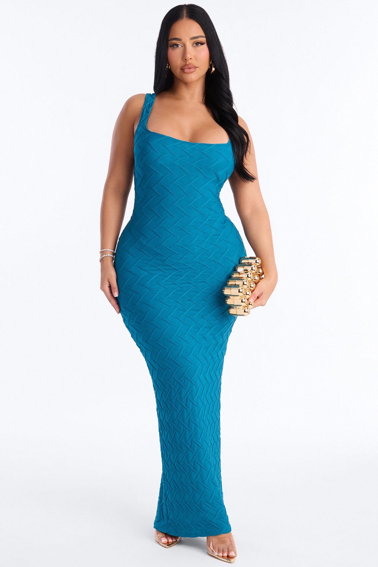 Demi Textured Maxi Dress - Teal