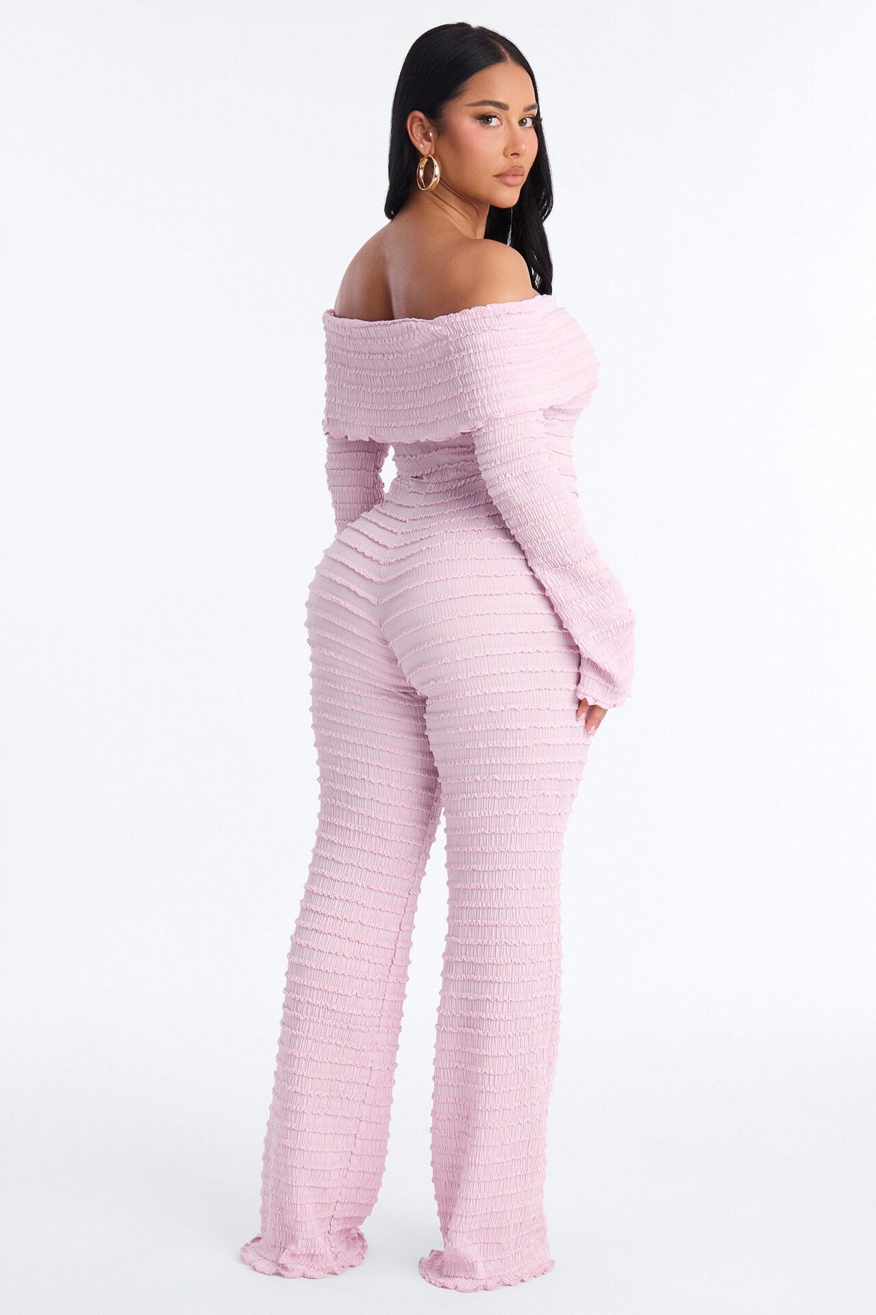 Francesca Textured Off Shoulder Jumpsuit - Lavender