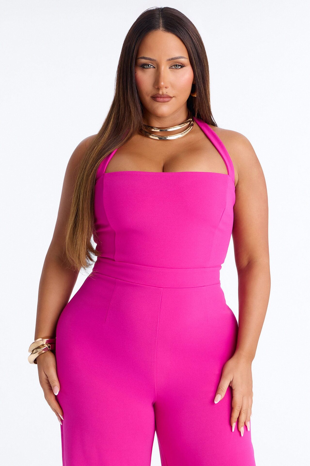 Cater To Me Jumpsuit - Fuchsia