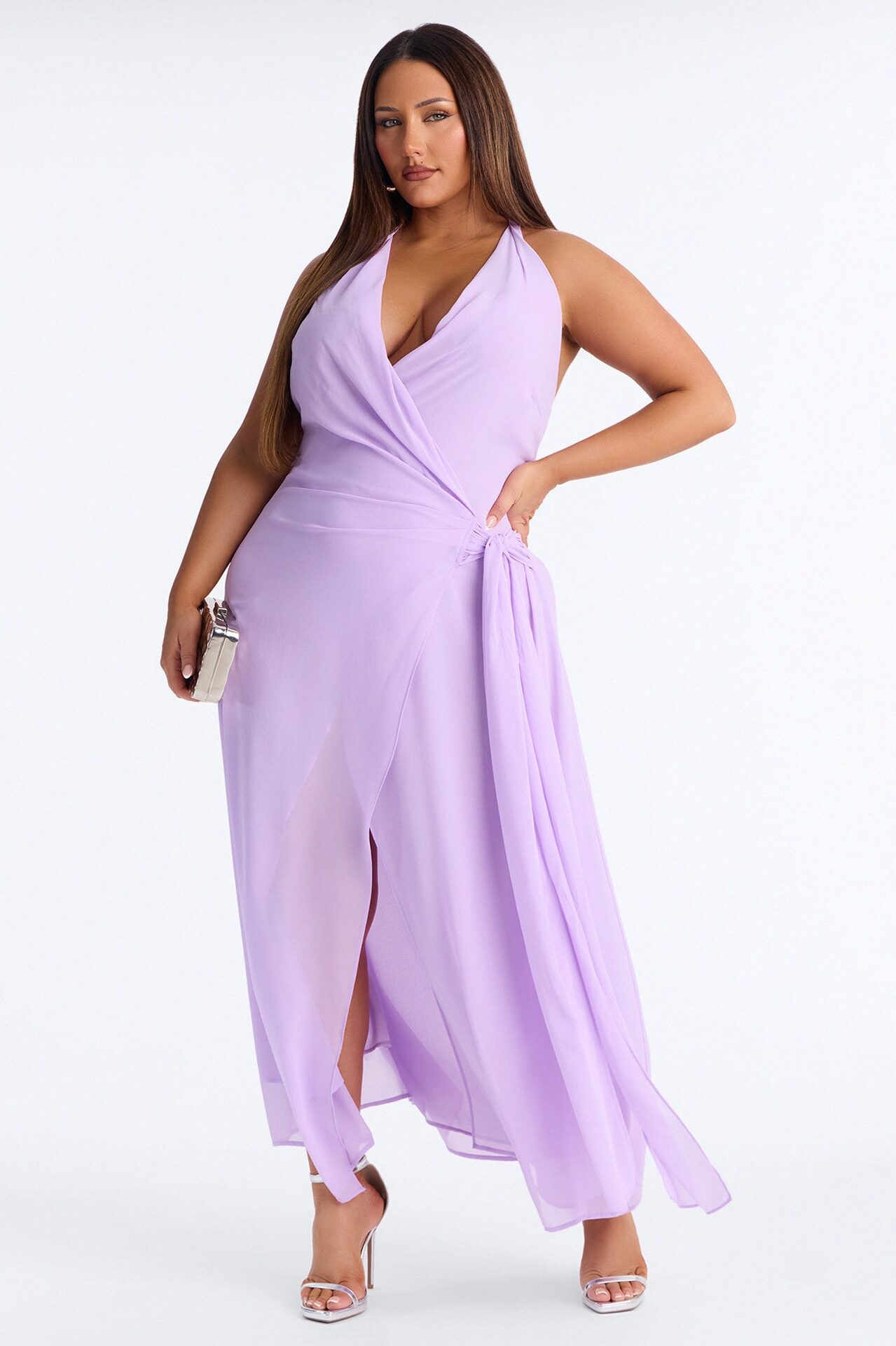 Allyson Chiffon Wrap Maxi Dress - Lavender
