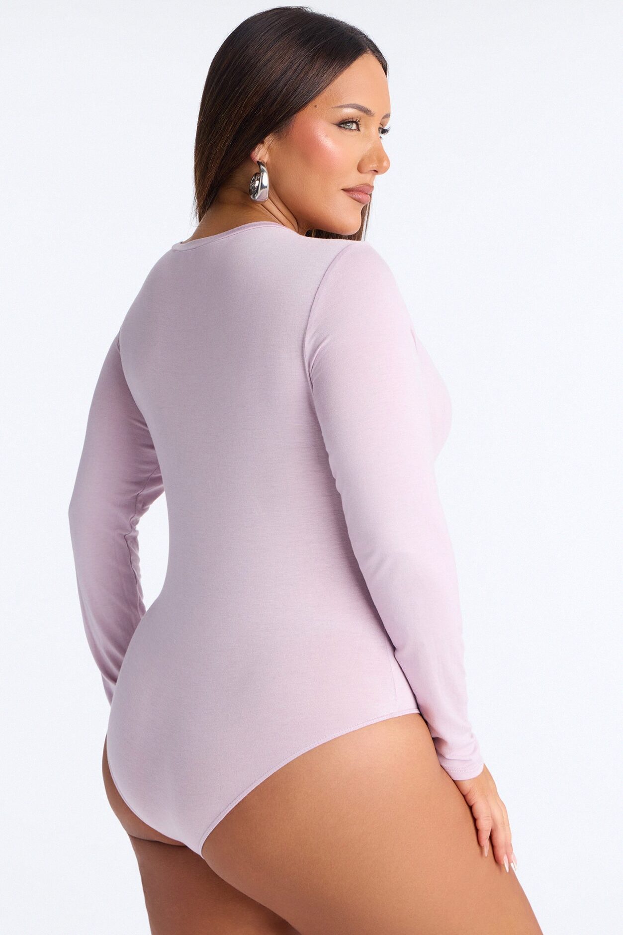 Krystal Crew Neck Long Sleeve Bodysuit - Lilac
