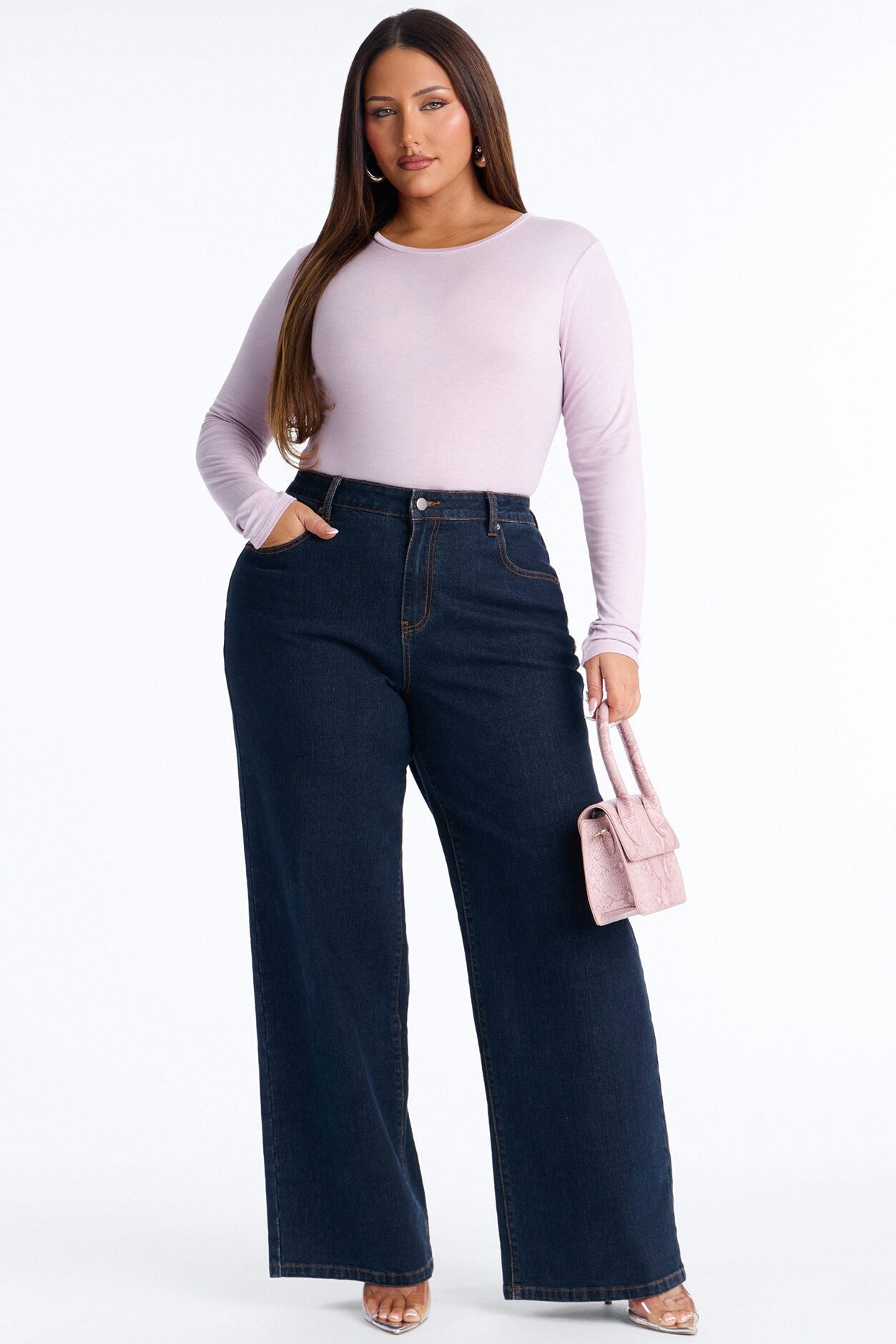 Krystal Crew Neck Long Sleeve Bodysuit - Lilac