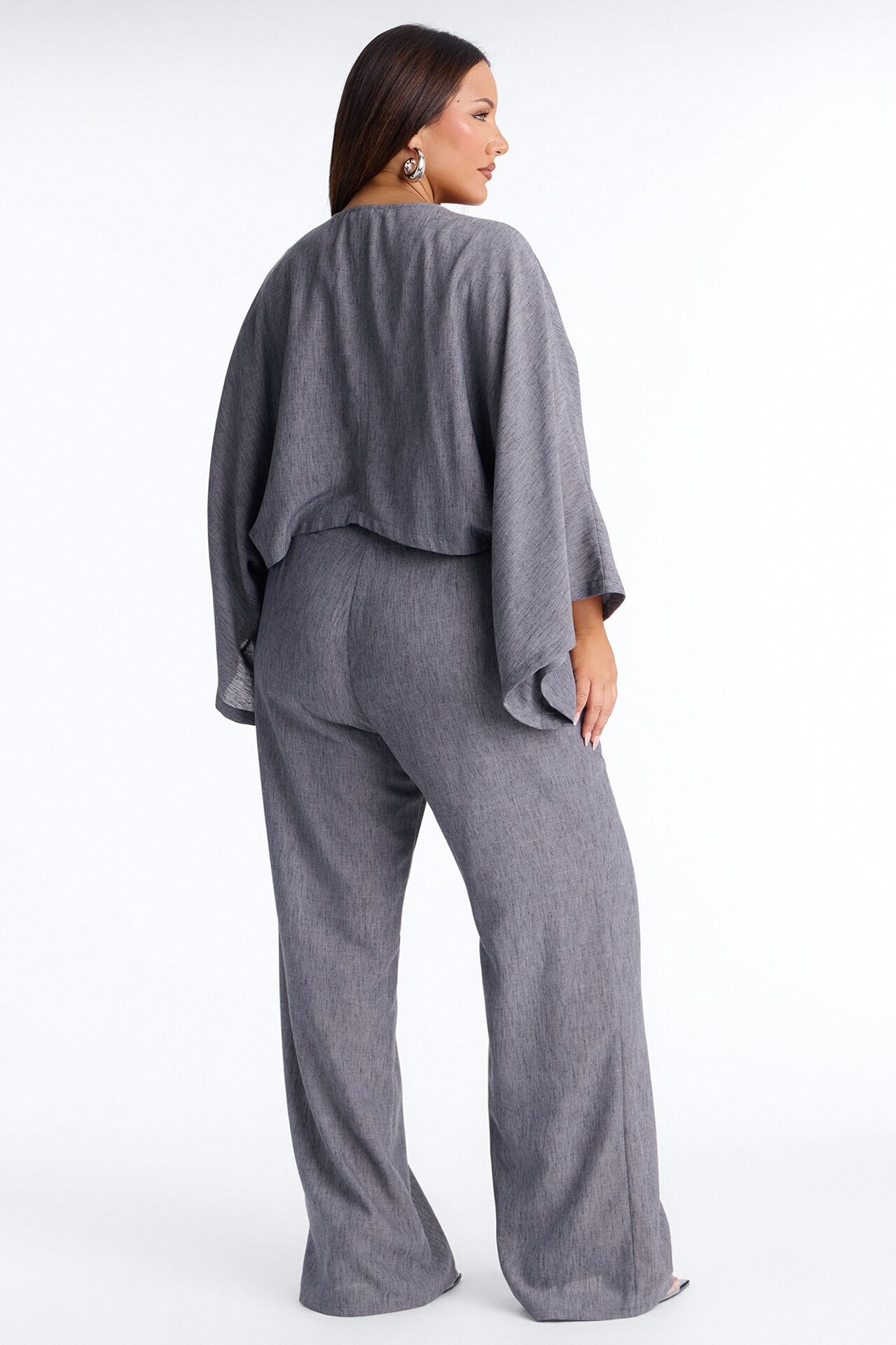 Fiora Scarf Belt Pant Set - Grey