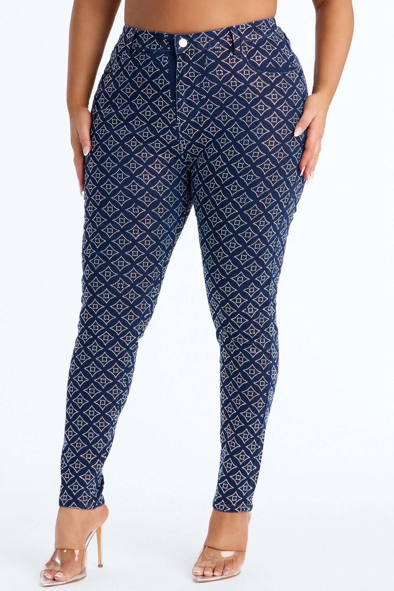 Radiant Energy Embellished Stretch Skinny Jeans - Dark Denim