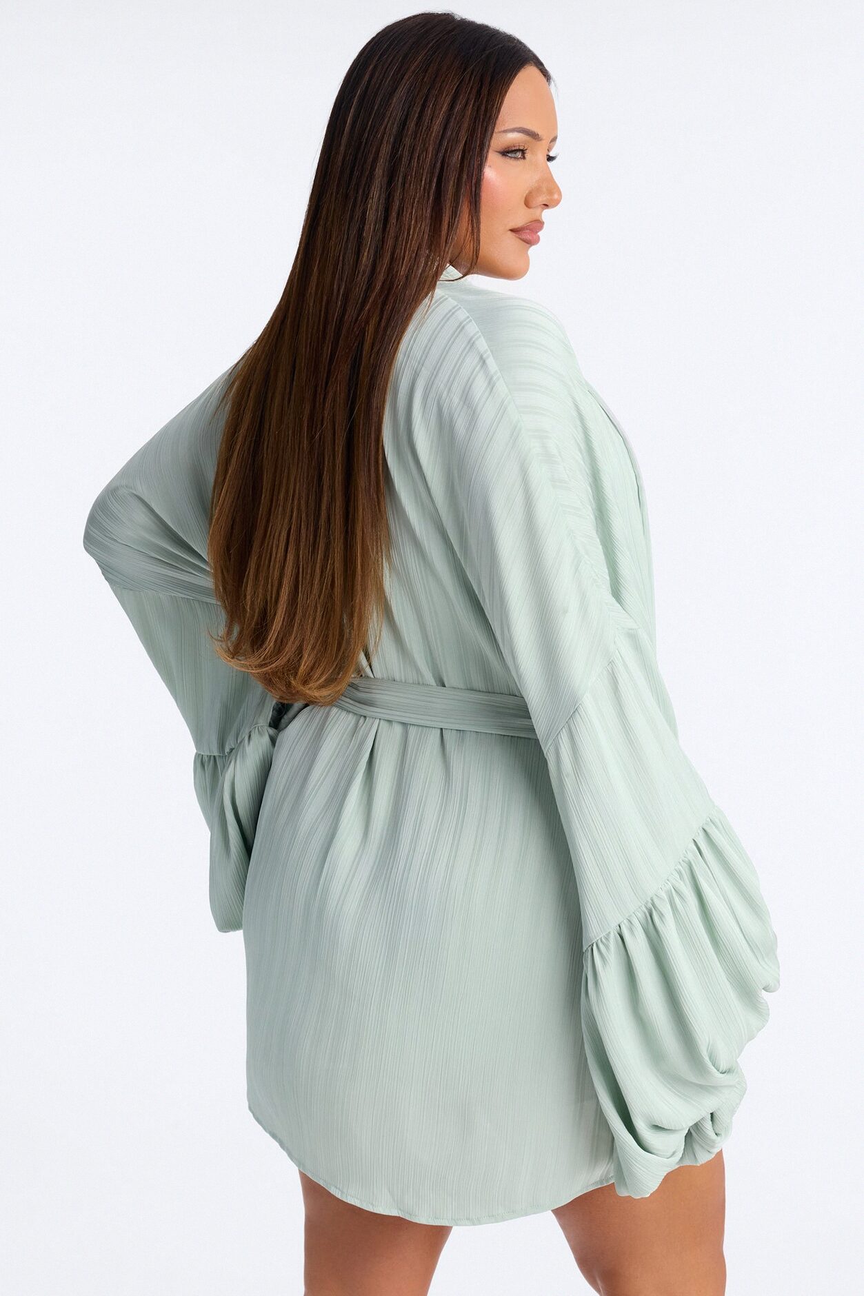 Bailee Satin Short Set - Sage
