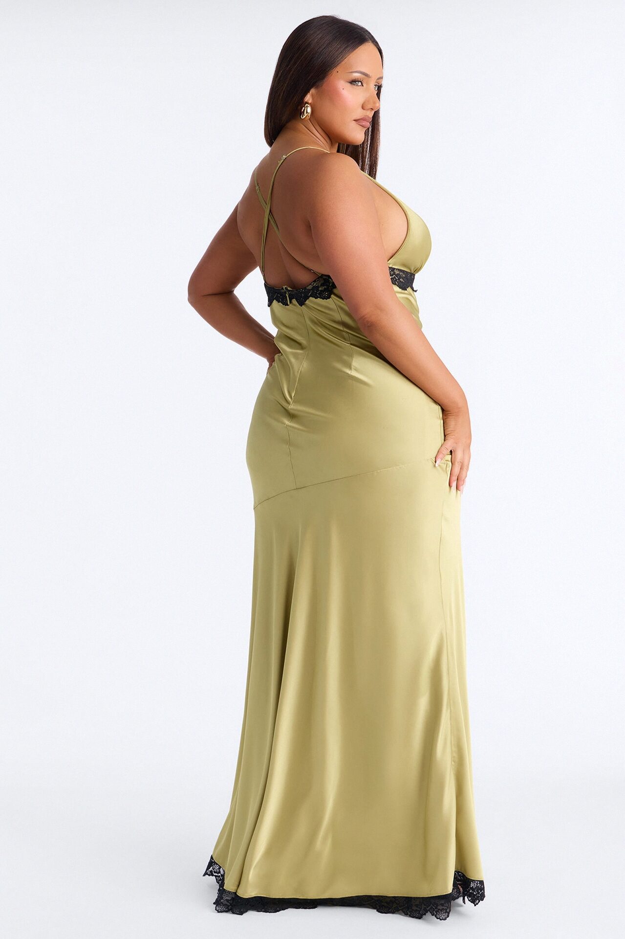 Raylene Lace Satin Maxi Dress - Green/combo