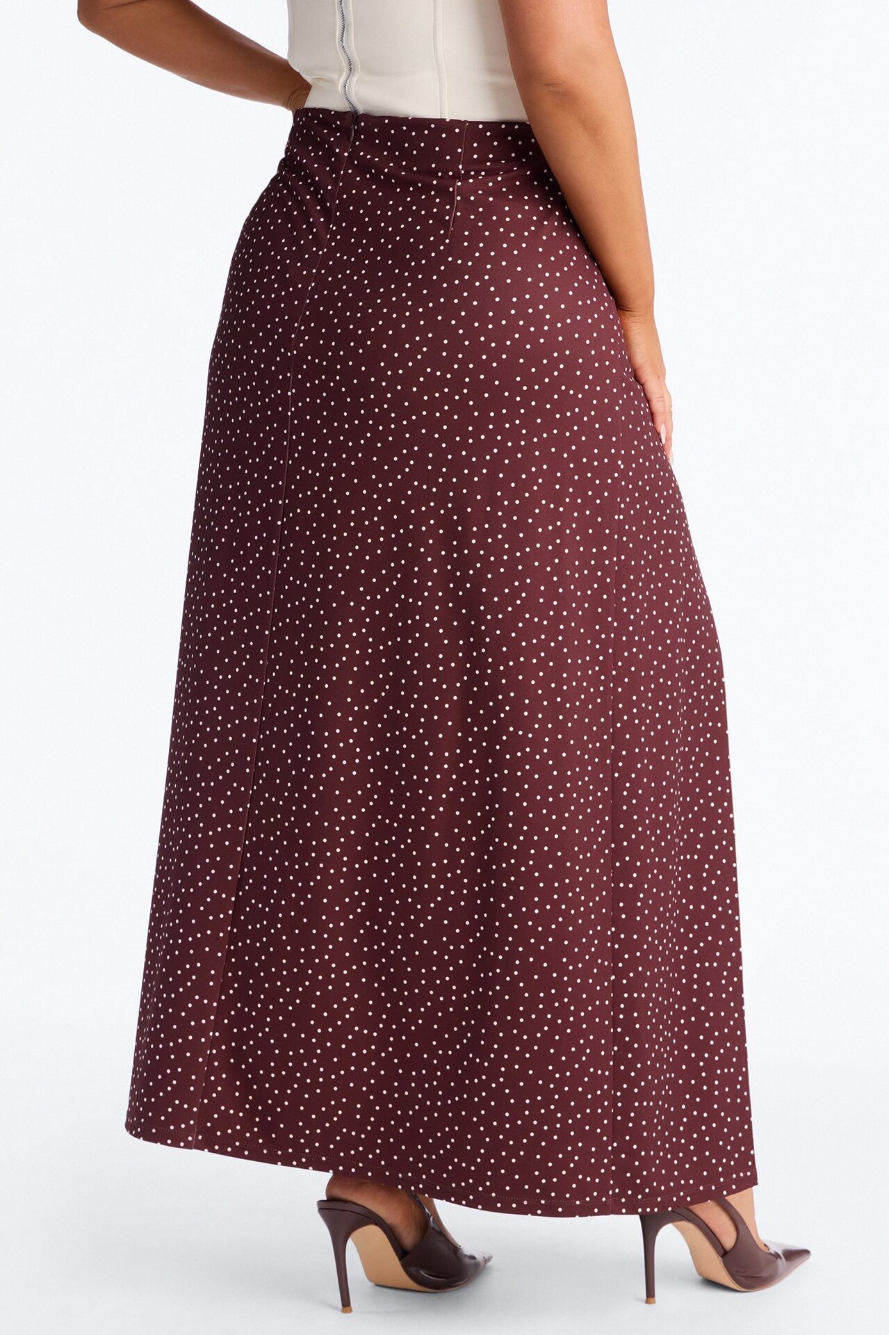 Dani Polka Dot High Slit Ankle Maxi - Chocolate