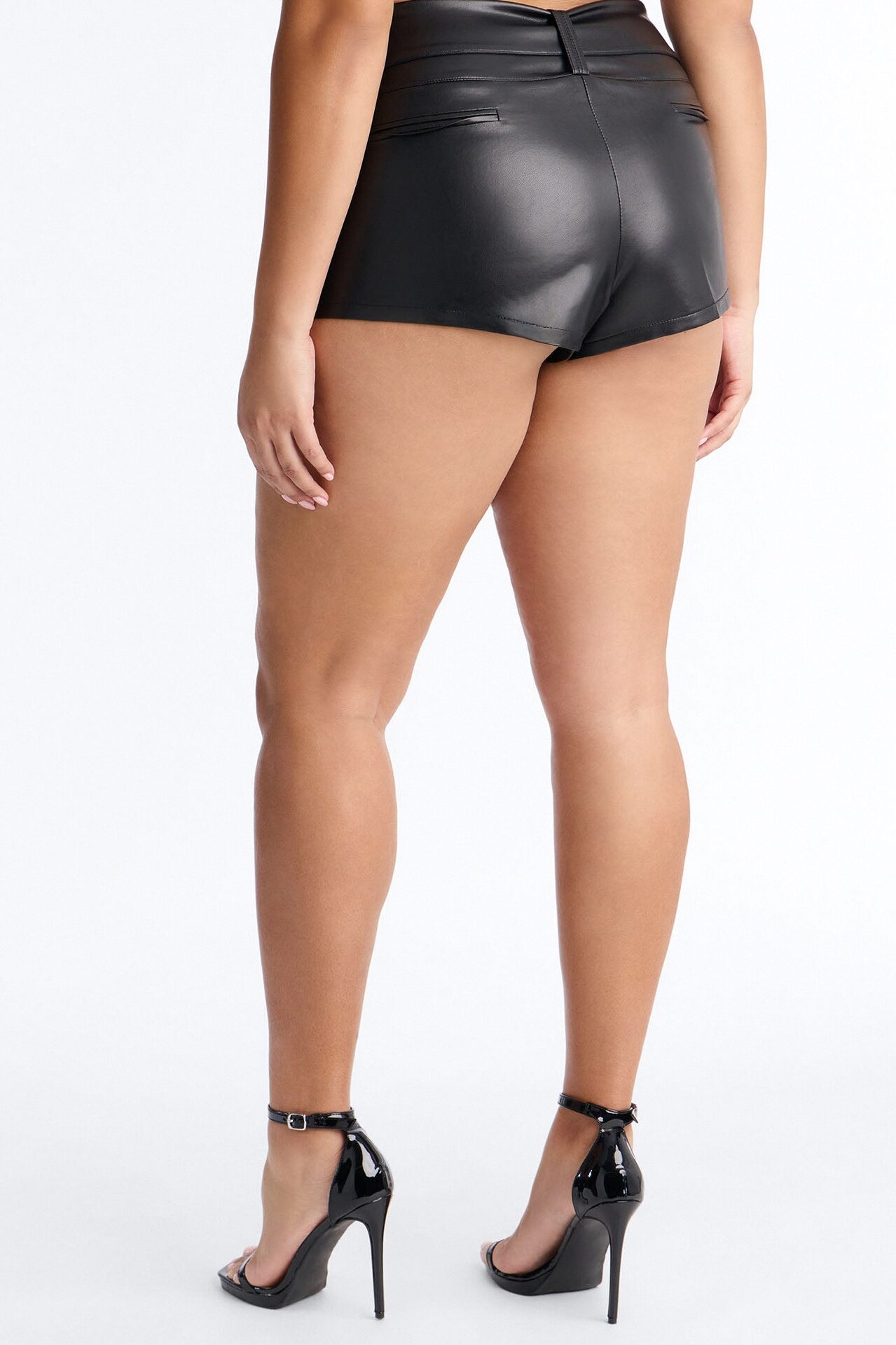 Festival Fever Belted Faux Leather Micro Short - Black