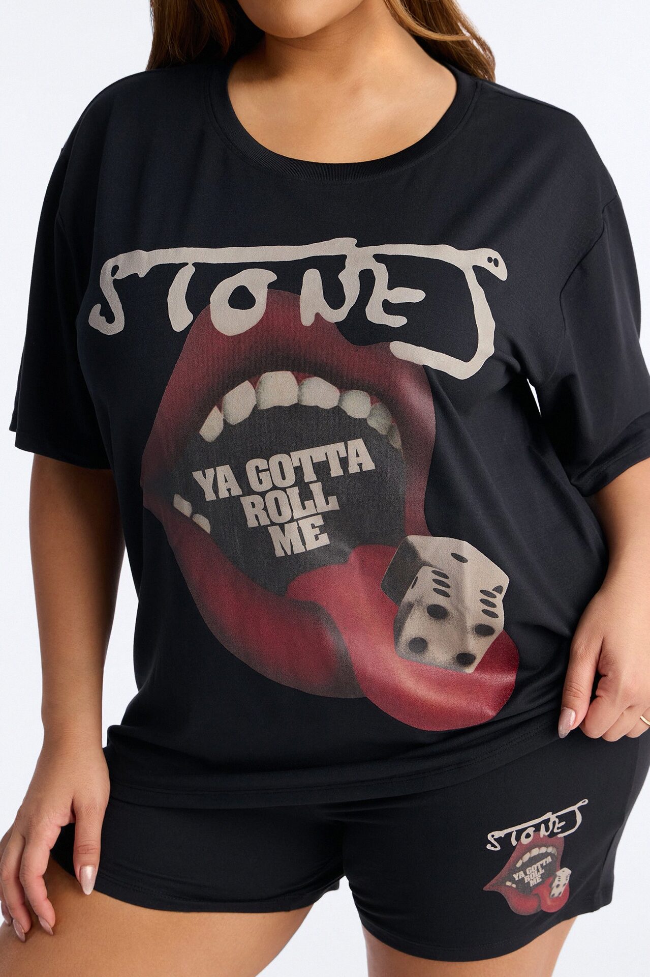 The Rolling Stones Dice PJ Short Set - Black/Red