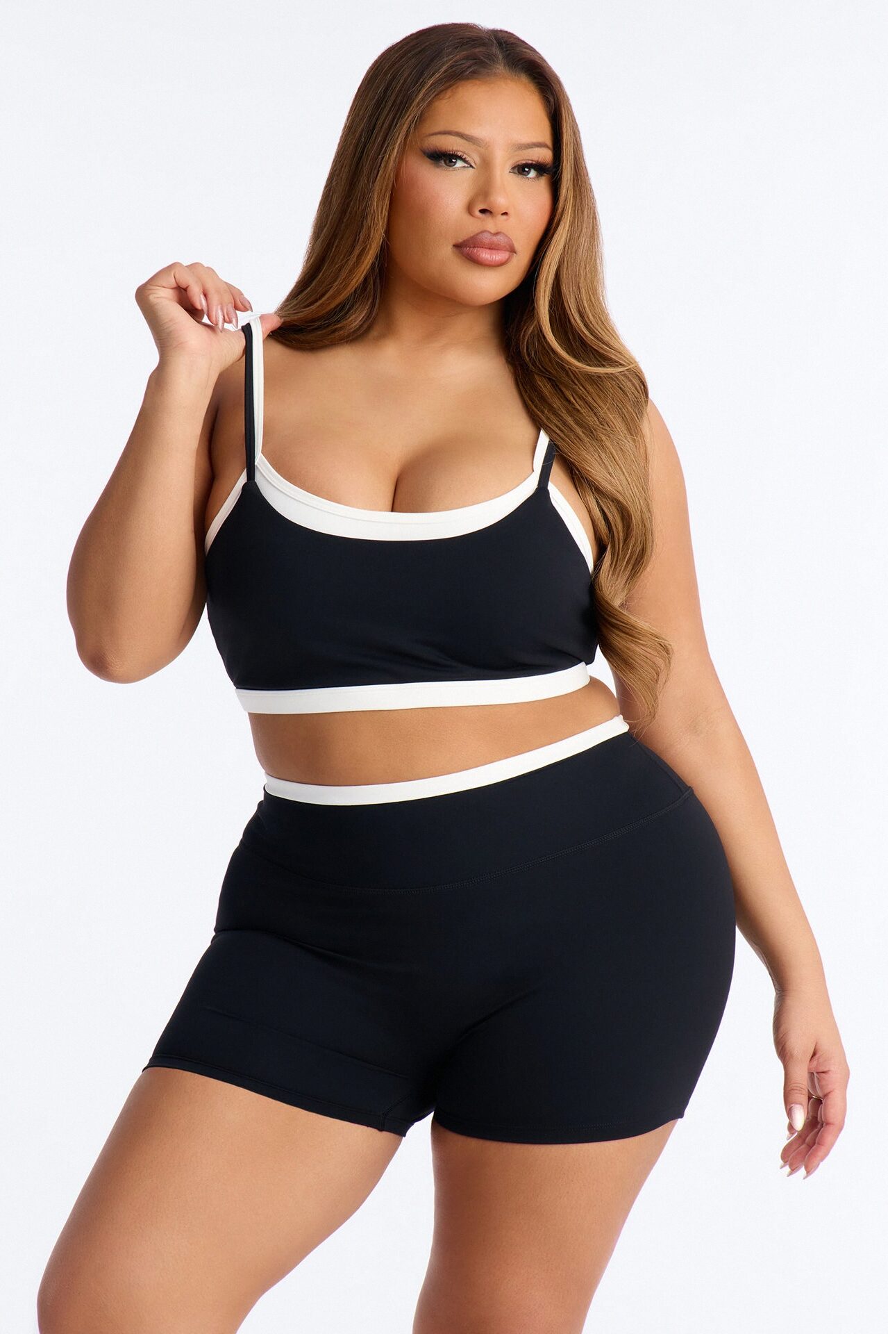 Workout Cutie Double Layered Biker Short Set - Black