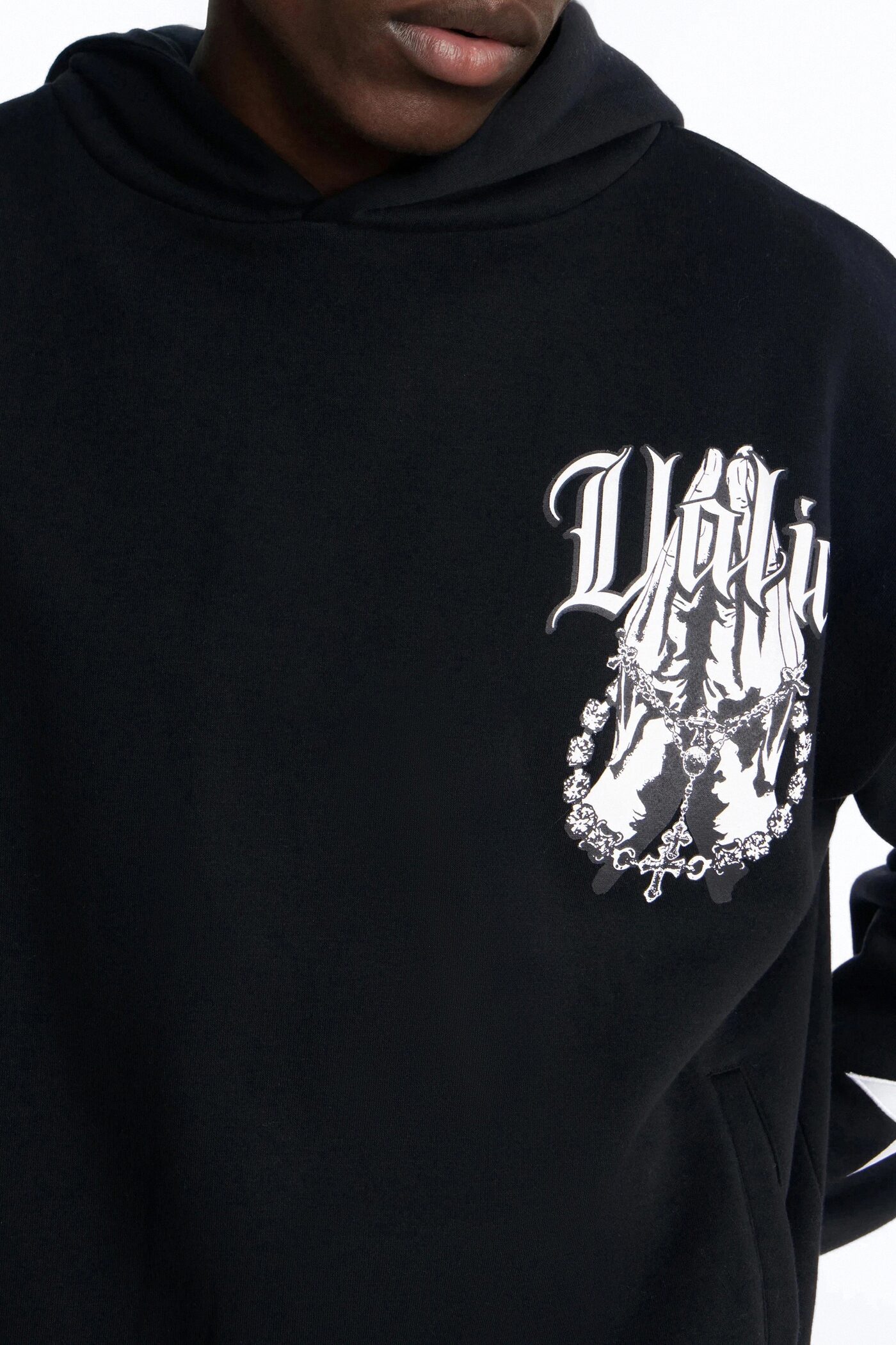 Menace Sent Embroidery Hoodie - Black