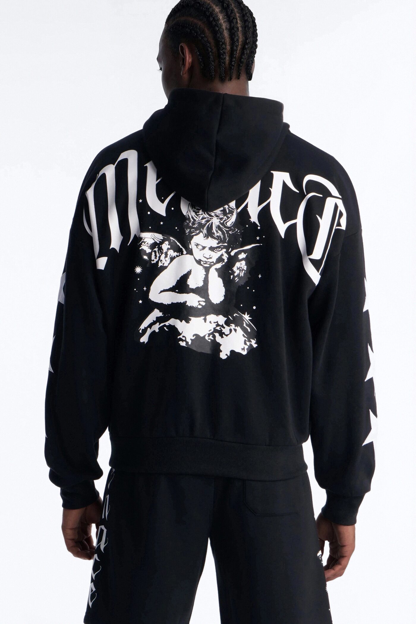 Menace Sent Embroidery Hoodie - Black