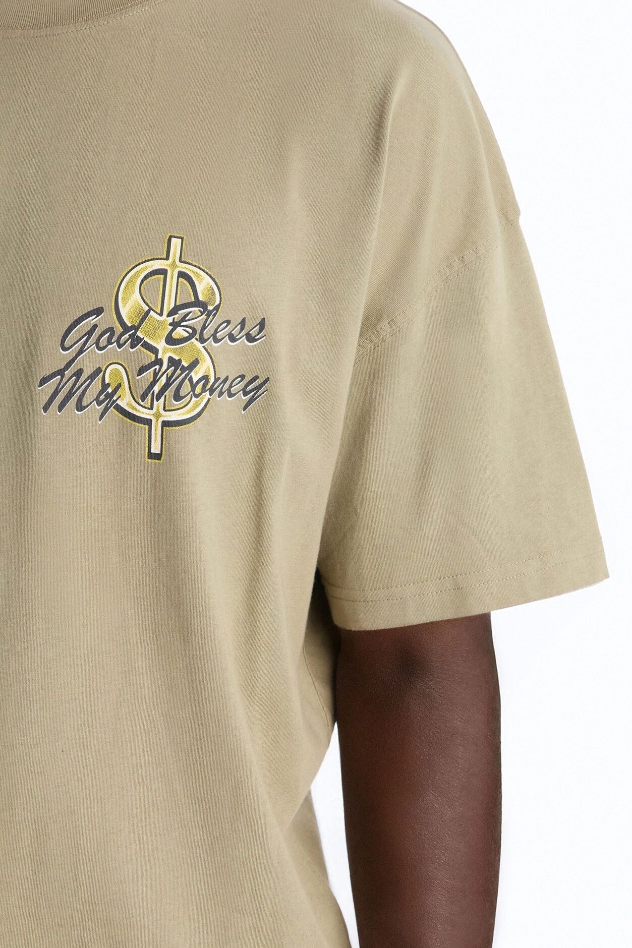 God Bless My Money Oversized Short Sleeve Tee - Olive
