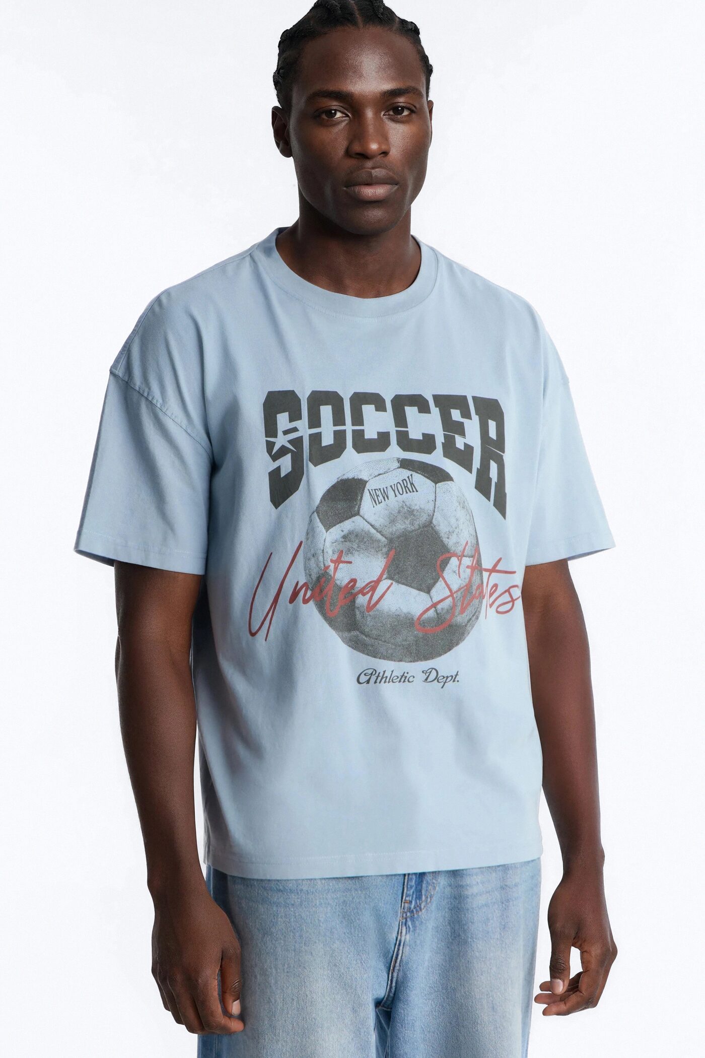 Soccer USA Oversized Short Sleeve Tee - Light Blue