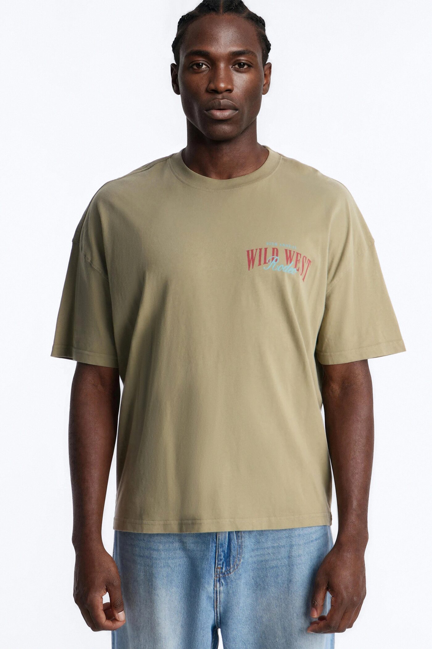 Wild West Rodeo Oversized Short Sleeve Tee - Olive