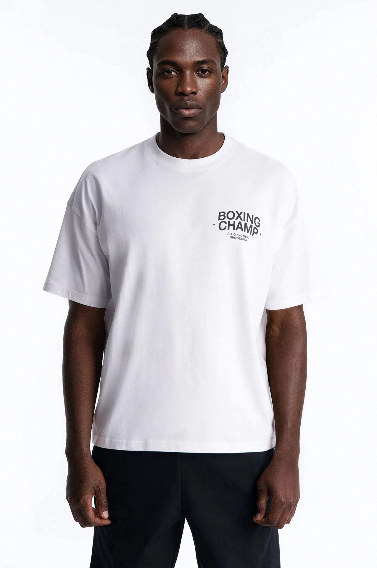 Boxing Champ Oversized Short Sleeve Tee - White