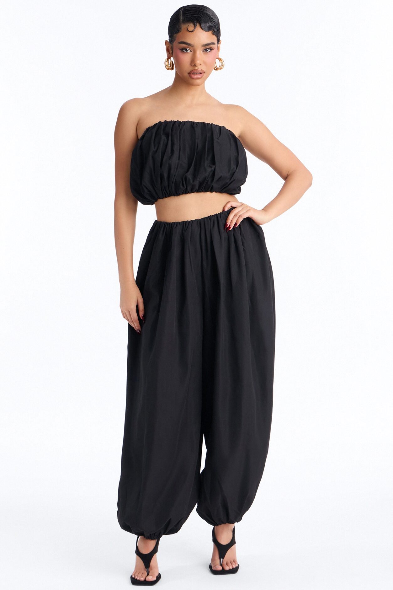 So Into You Balloon Pant Set - Black