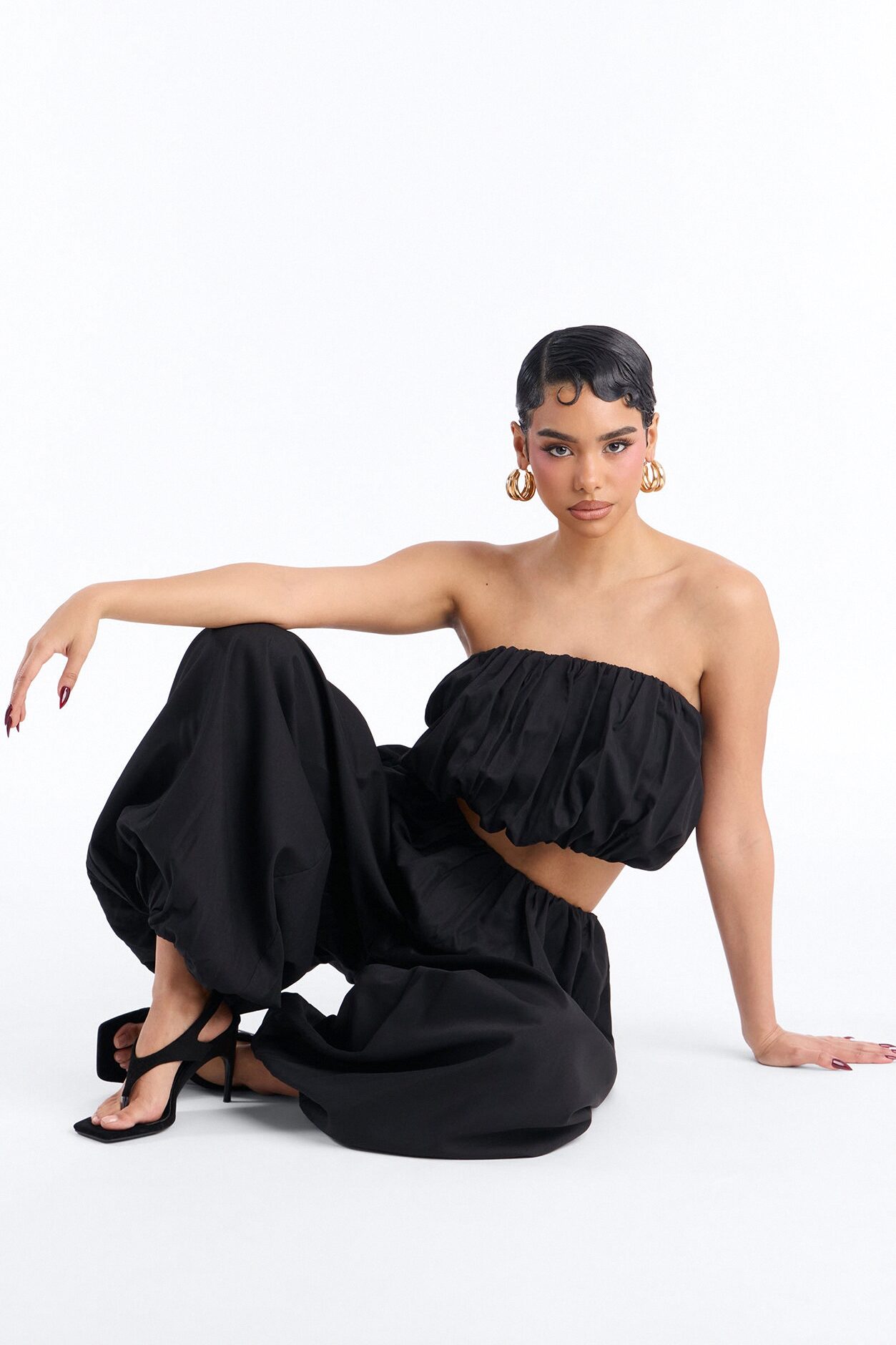 So Into You Balloon Pant Set - Black