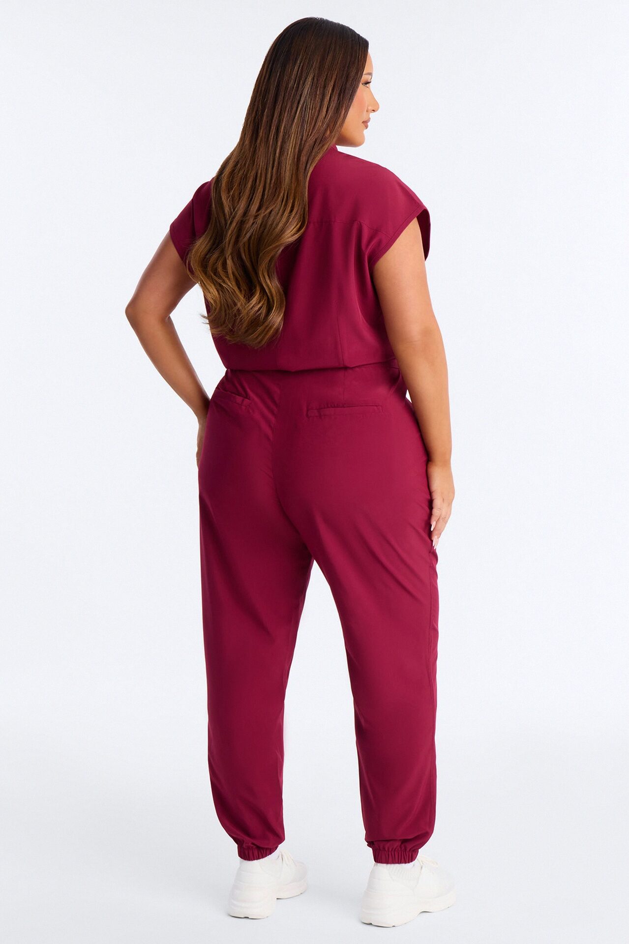 Ready Next Shift Stretch Scrub Jumpsuit - Burgundy